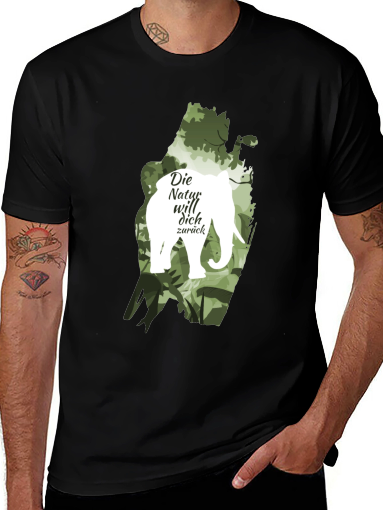 Variant 28 of Nature Calls T-Shirt: Elephant 'Die Natur will dich zurück'