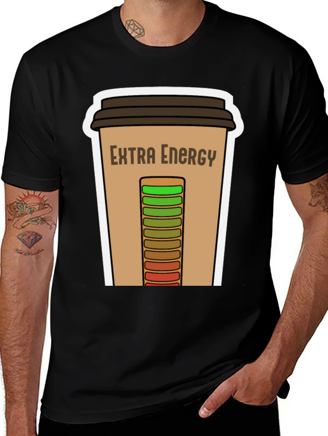 Variant 6 of Extra Energy Coffee T-Shirt - Novelty Graphic Tee