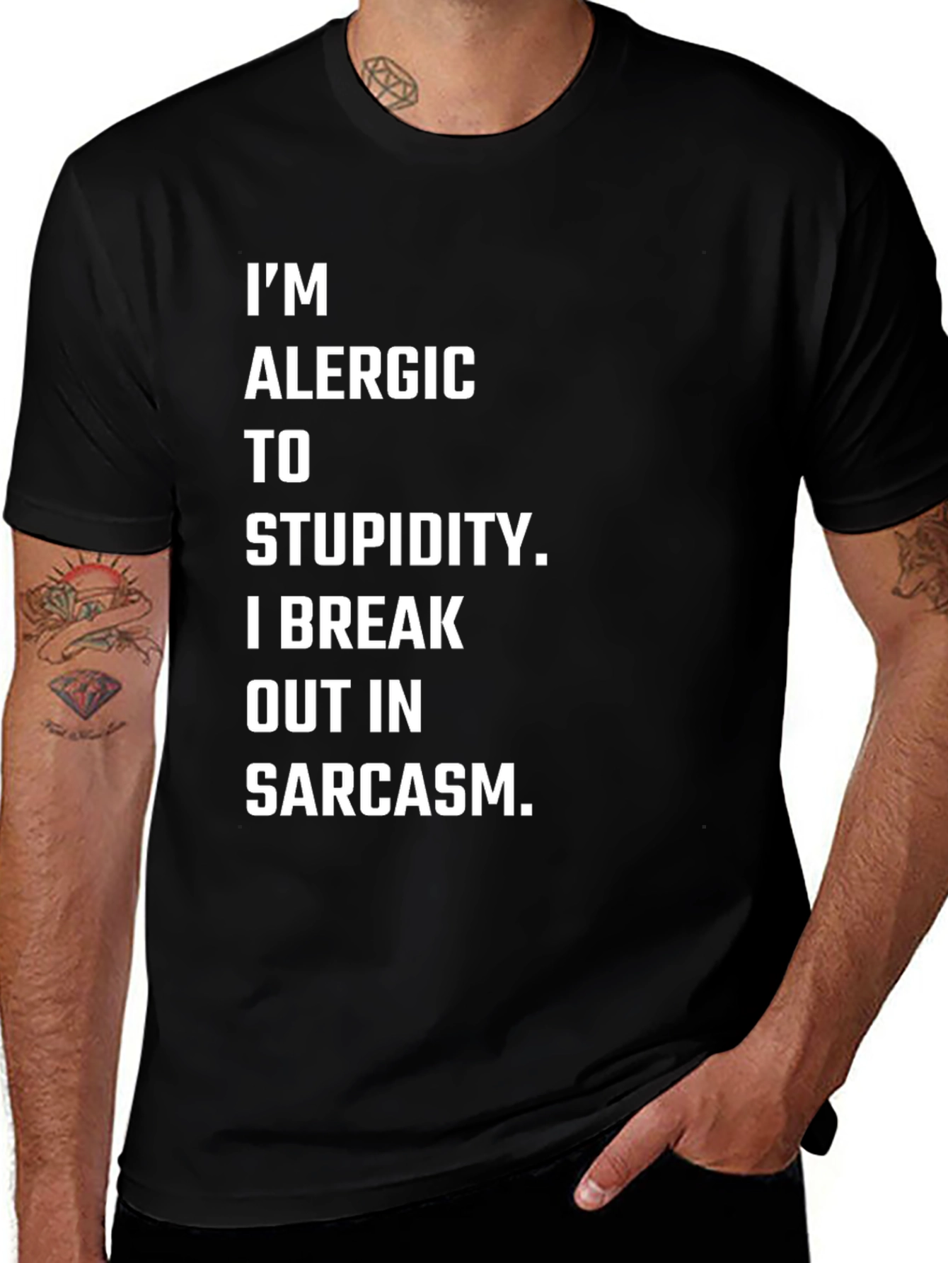 Variant 12 of Sarcastic Humor T-Shirt - Allergy to Stupidity