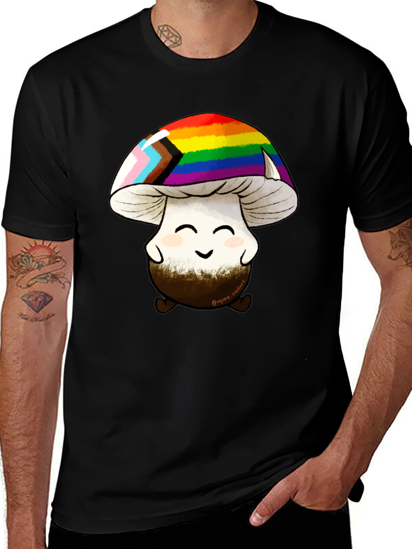 Pride Mushroom Graphic Tee - Unisex Black T-Shirt