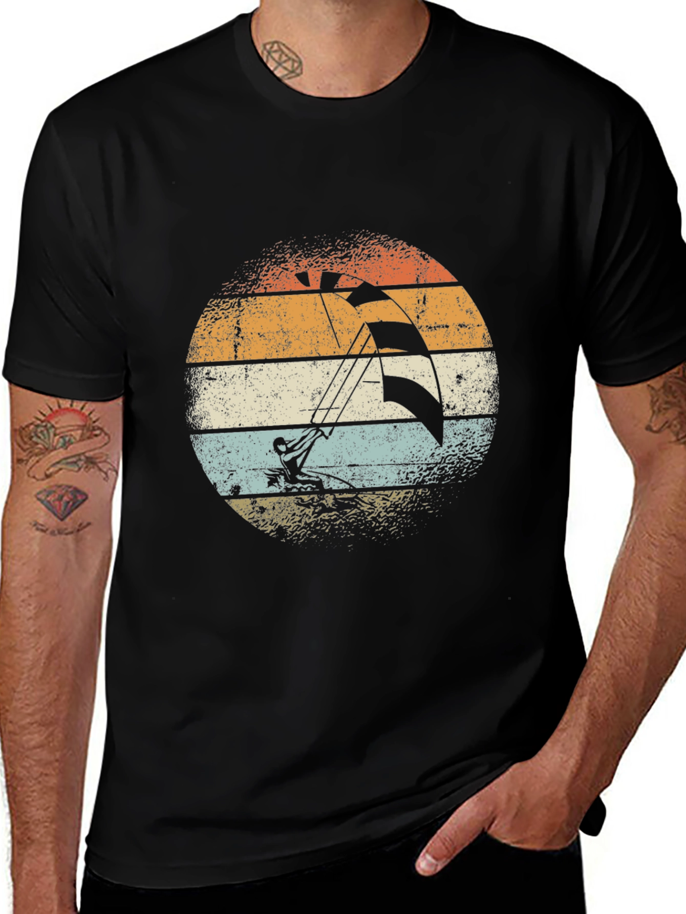 Variant 10 of Retro Kitesurfing T-Shirt - Vintage Sunset Design