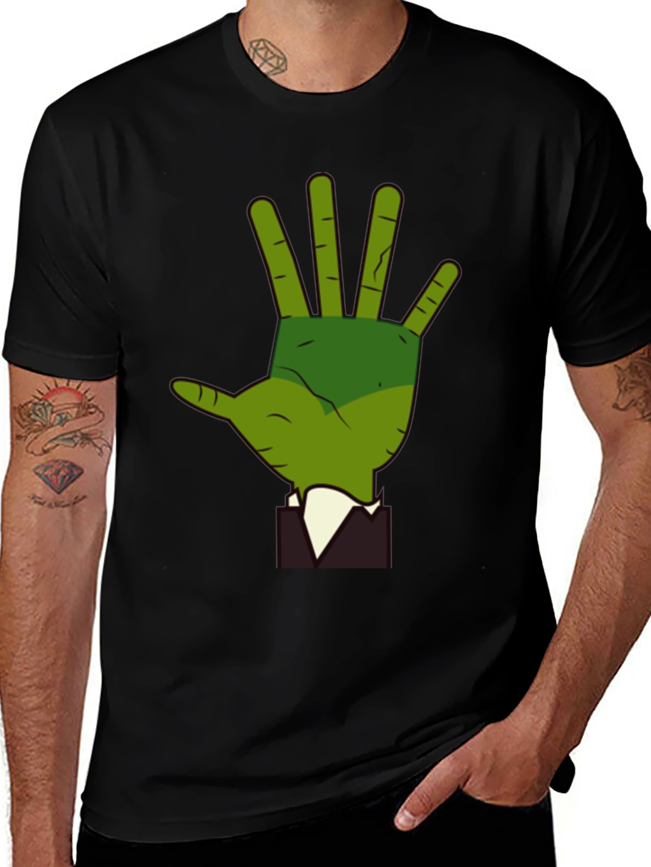 Variant 2 of Green Hand Graphic Tee - Quirky Style