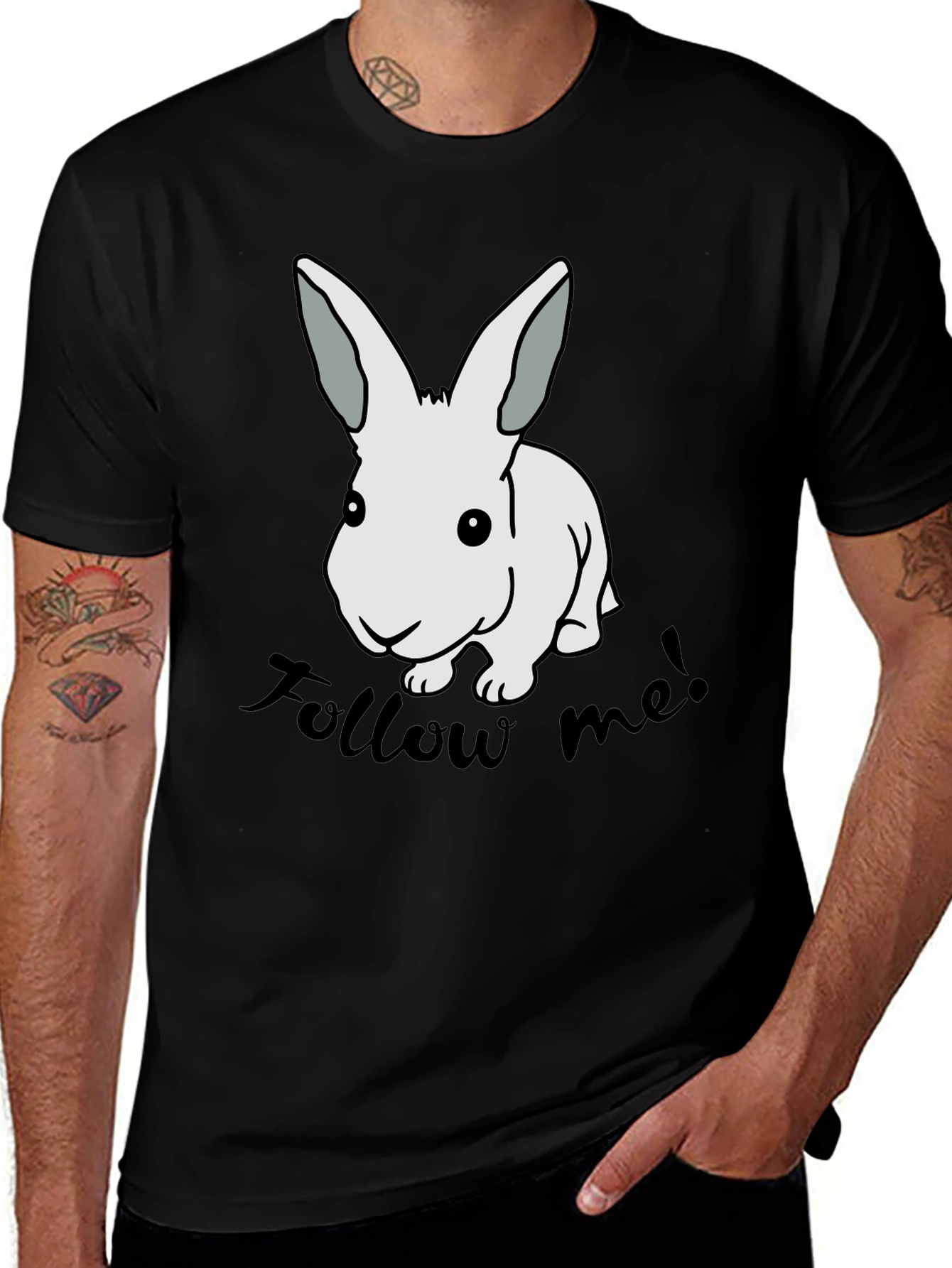 Variant 4 of Follow Me Rabbit T-Shirt - Cute Animal Graphic Tee