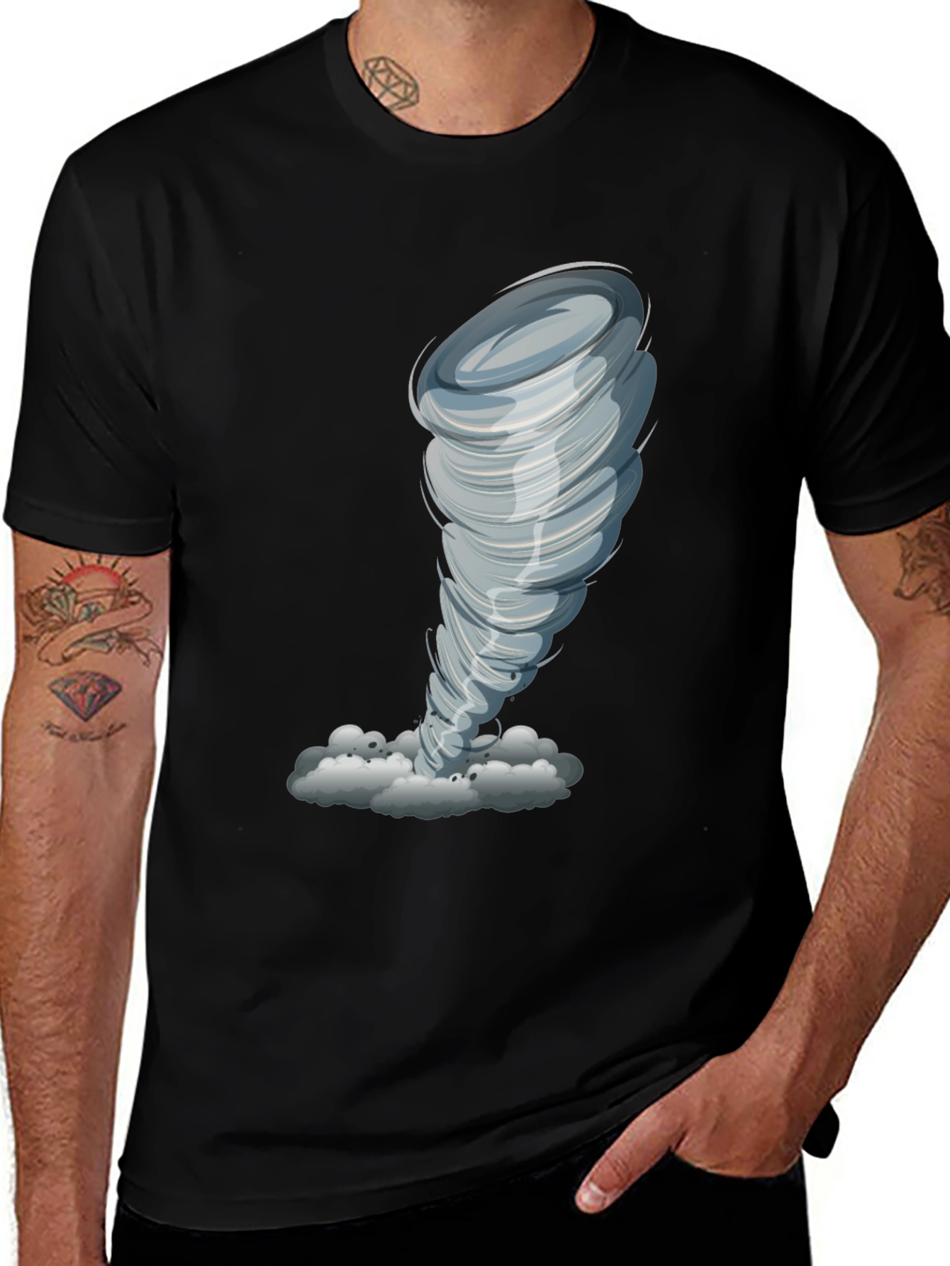 Tornado Graphic Tee - Black Cotton T-Shirt