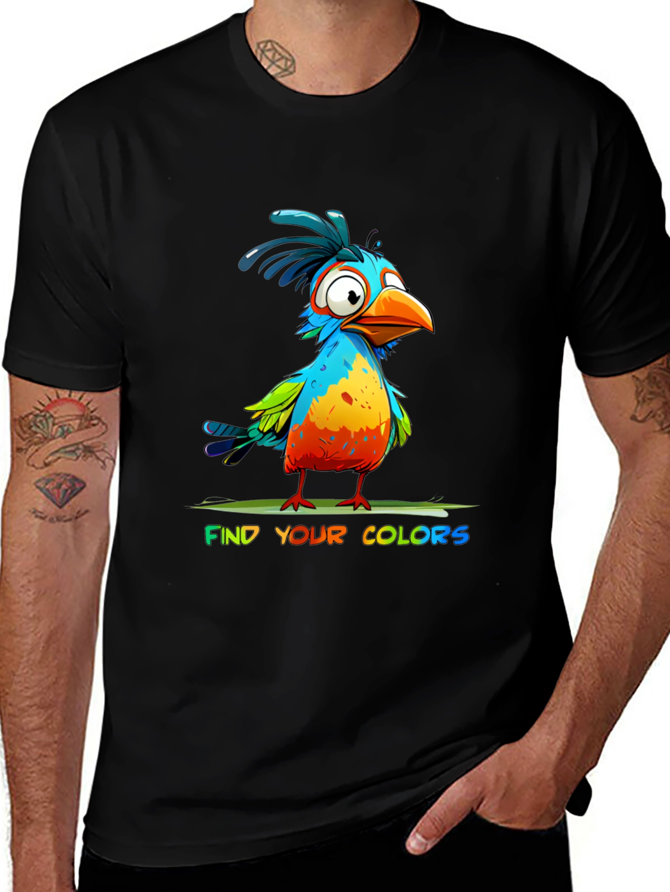 Variant 2 of Colorful Cartoon Bird T-Shirt - Find Your Colors