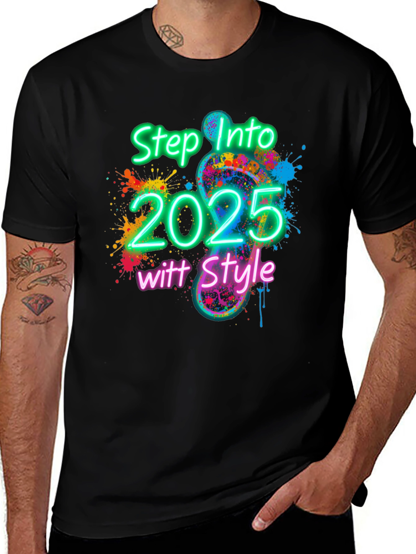 Black Step Into 2025 with Style T-Shirt main image