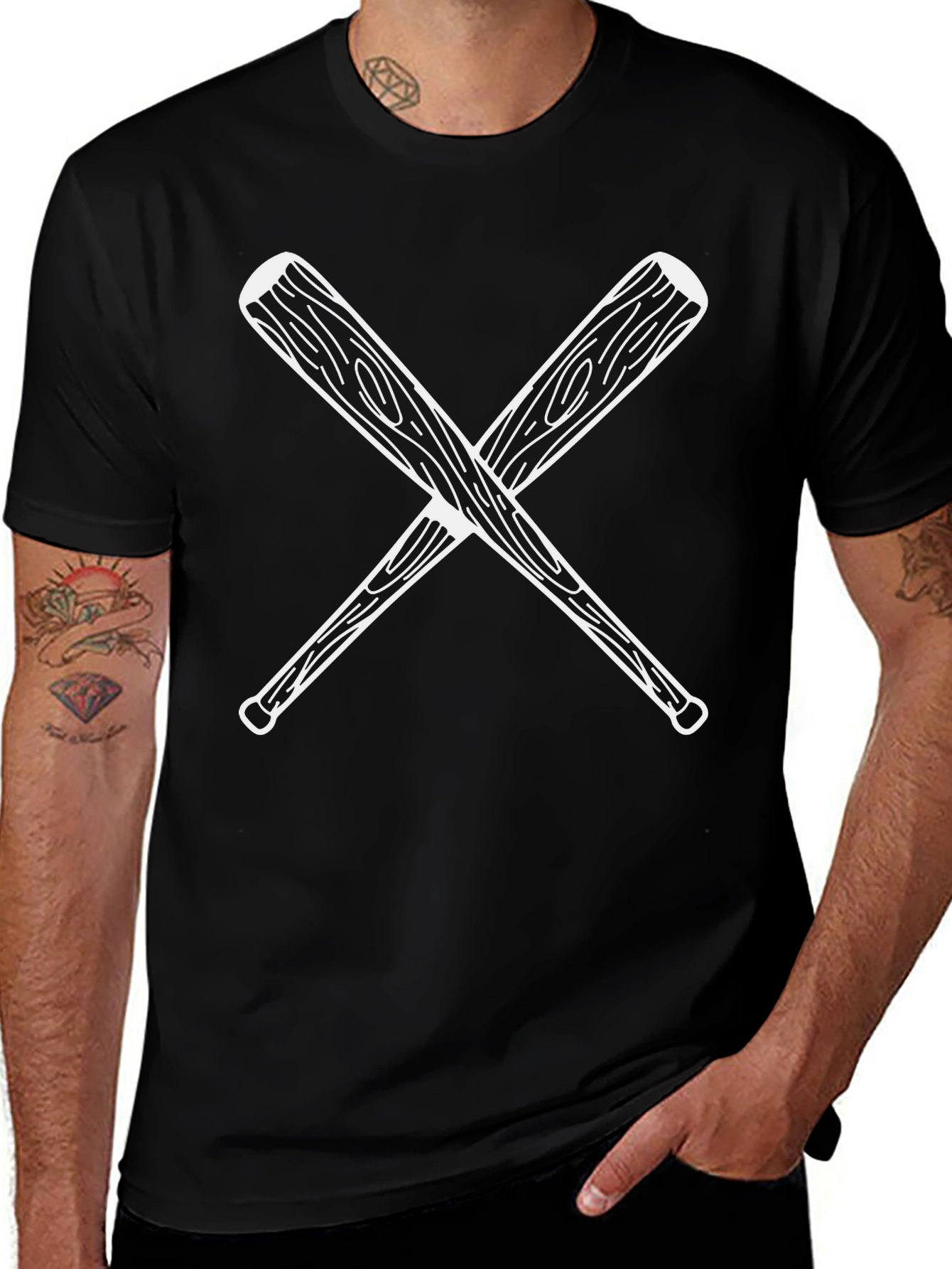 Variant 17 of Crossed Bats Graphic Tee - Classic Baseball Shirt
