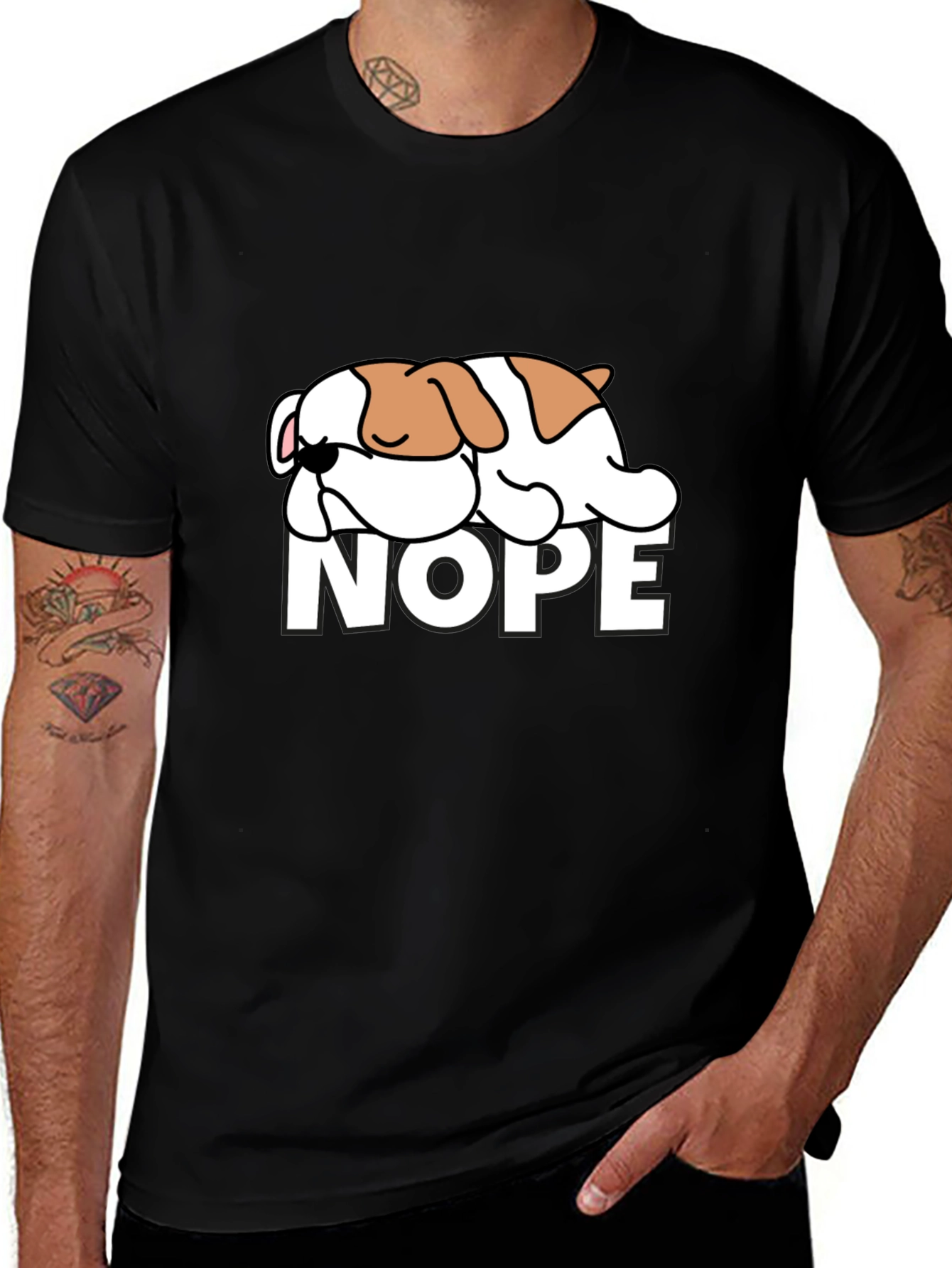 Variant 23 of Nope Bulldog Graphic Tee - Relaxed Style