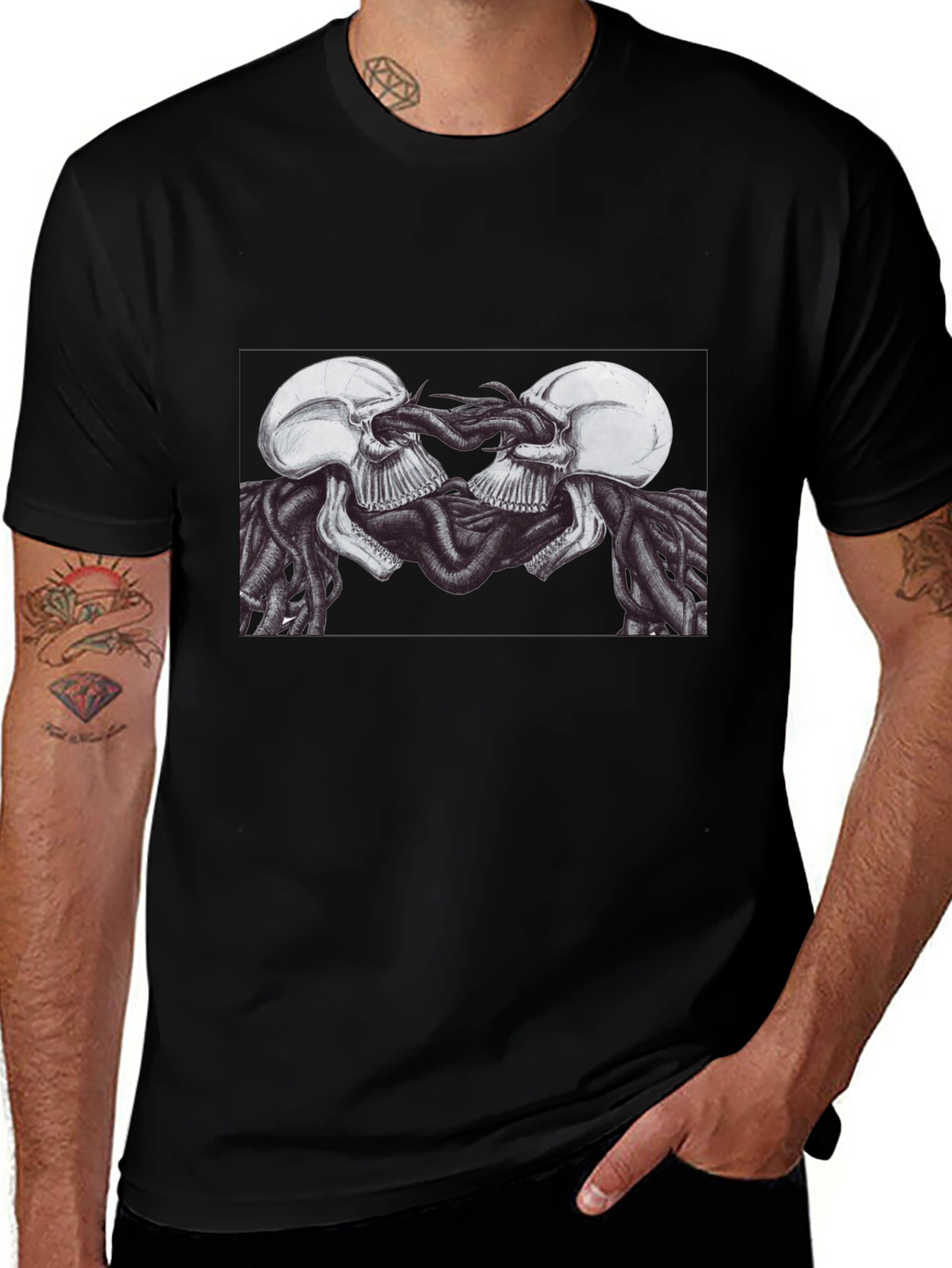 Variant 27 of Skull Tentacle Graphic Tee - Dark Aesthetic