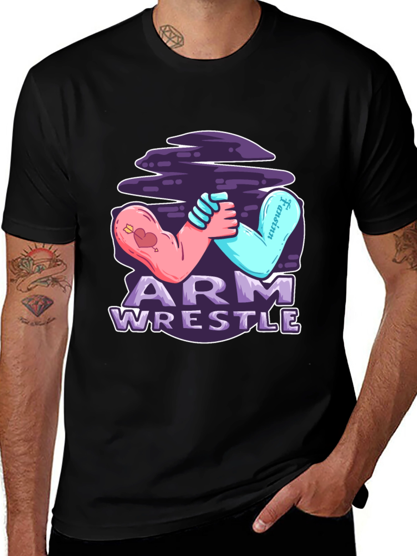 Variant 21 of Arm Wrestle Graphic T-Shirt - Fun Design