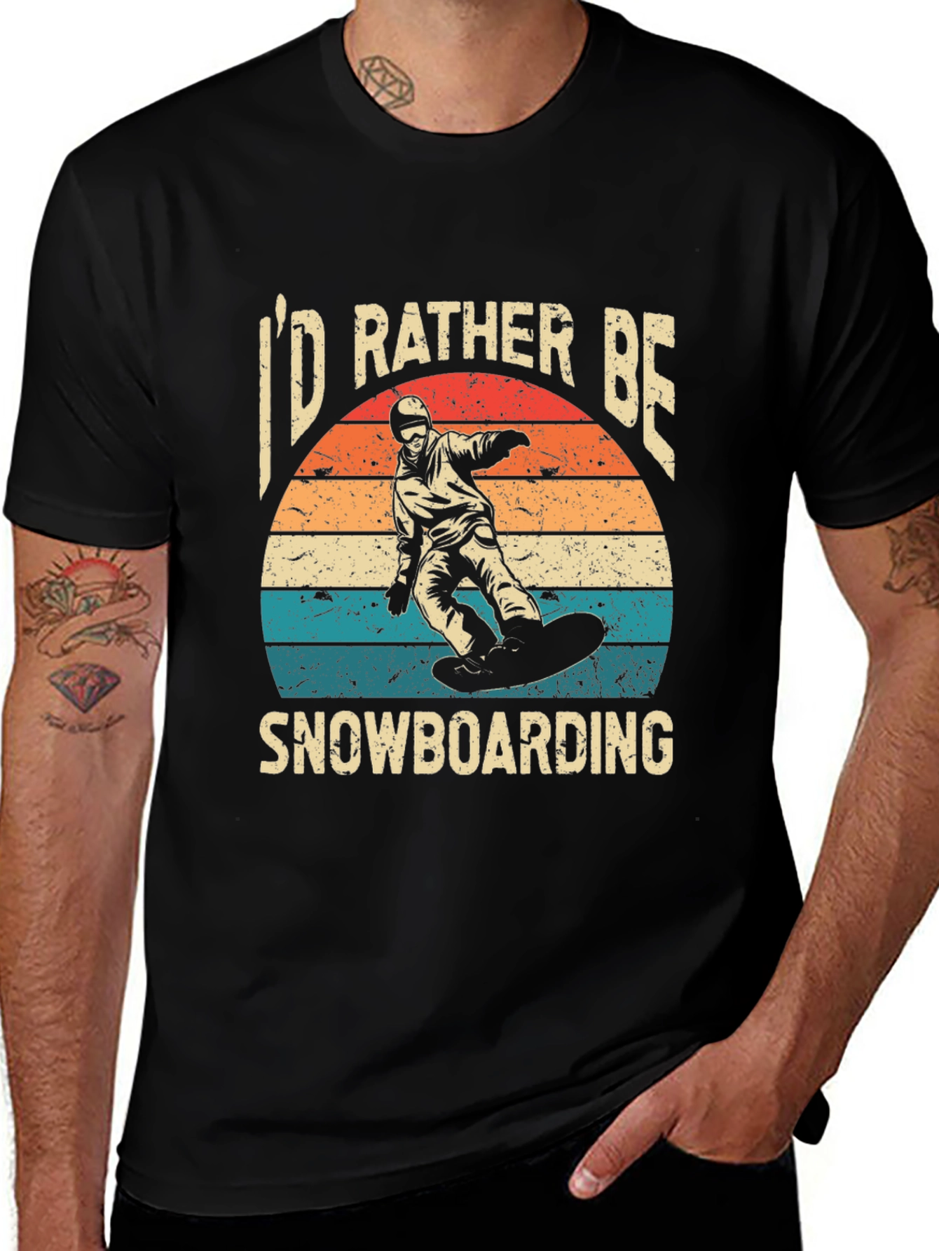 Variant 3 of I'd Rather Be Snowboarding Black T-Shirt