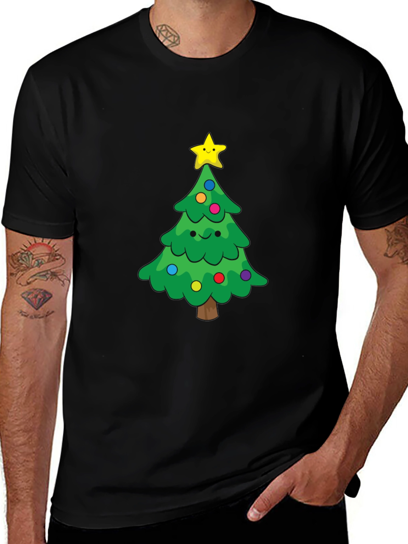 Festive Christmas Tree Graphic Tee - Holiday Cheer
