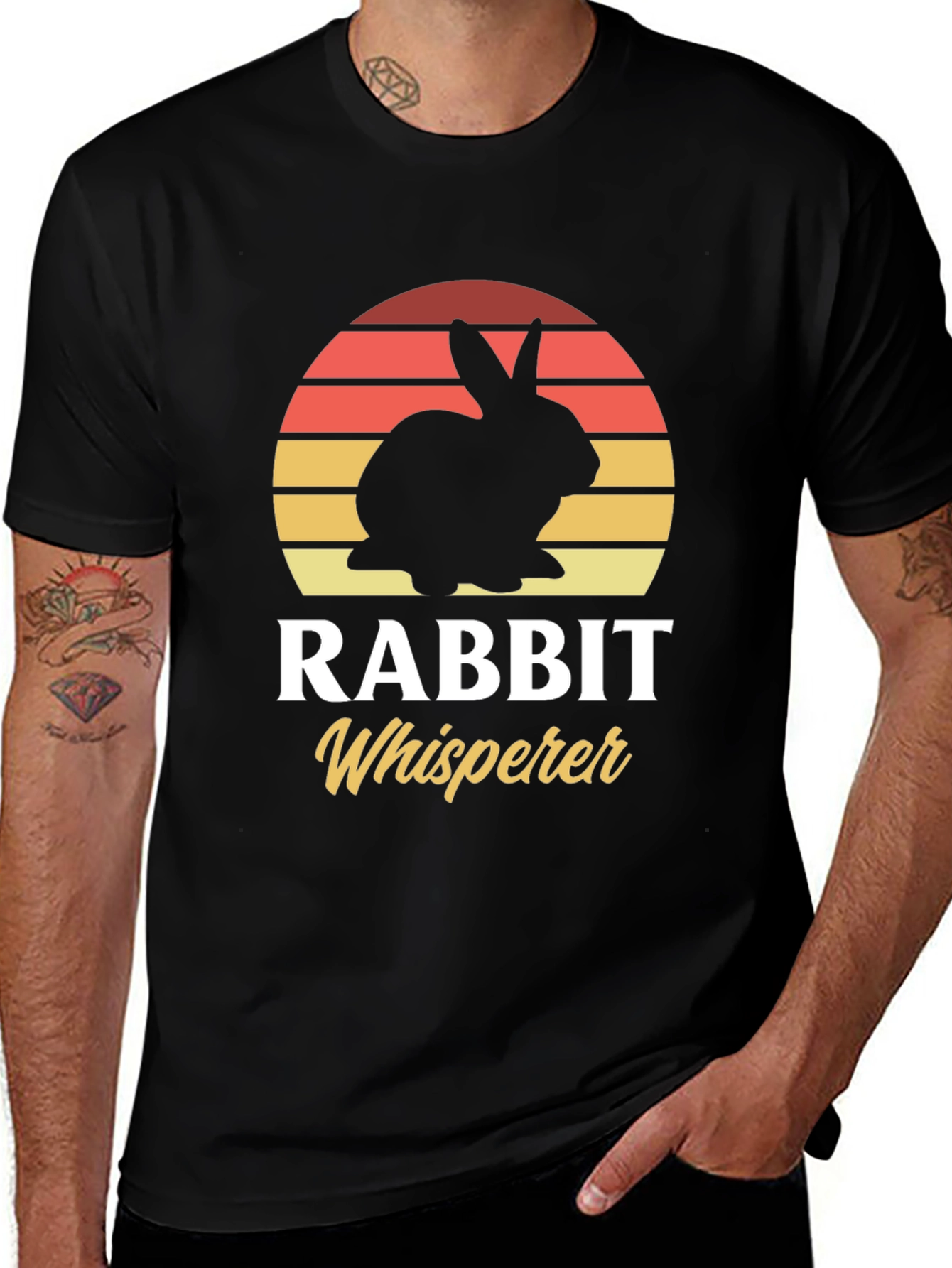 Rabbit Whisperer T-Shirt - Retro Sunset Bunny Lover Tee