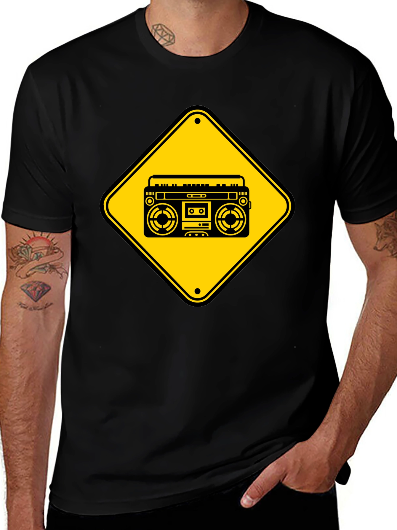 Retro Boombox Sign Graphic T-Shirt