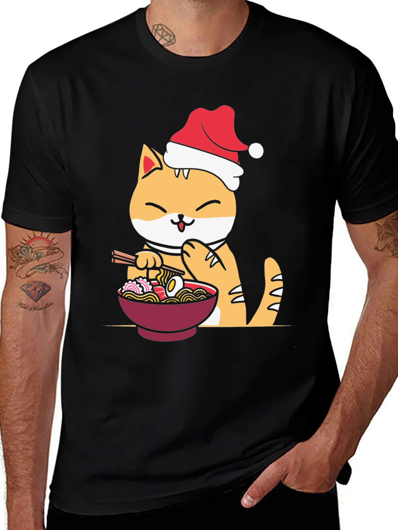 Variant 30 of Festive Ramen Cat Graphic Tee