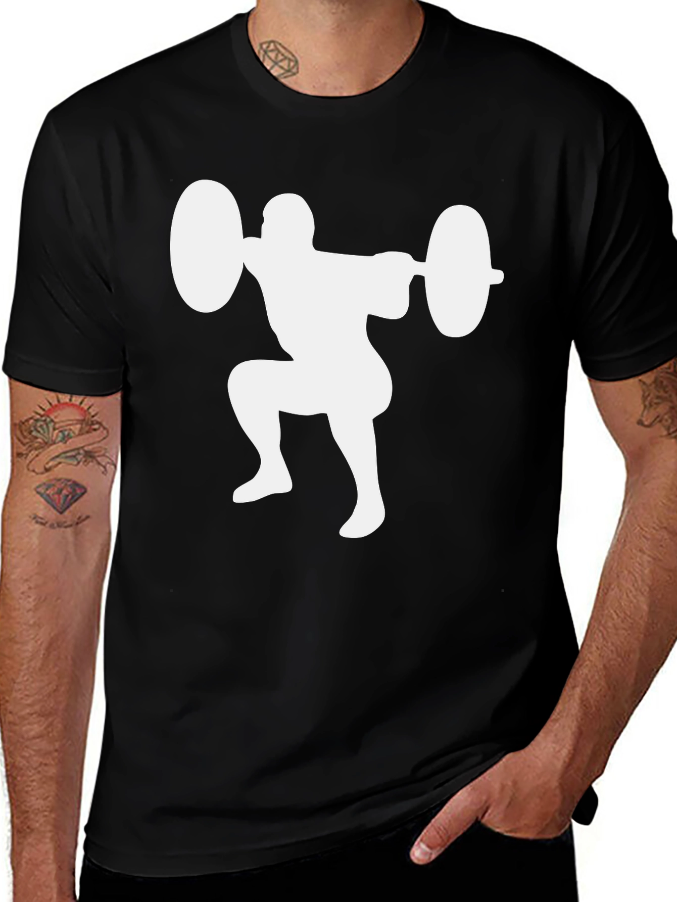 Variant 18 of Weightlifter Squat Graphic Tee - Black