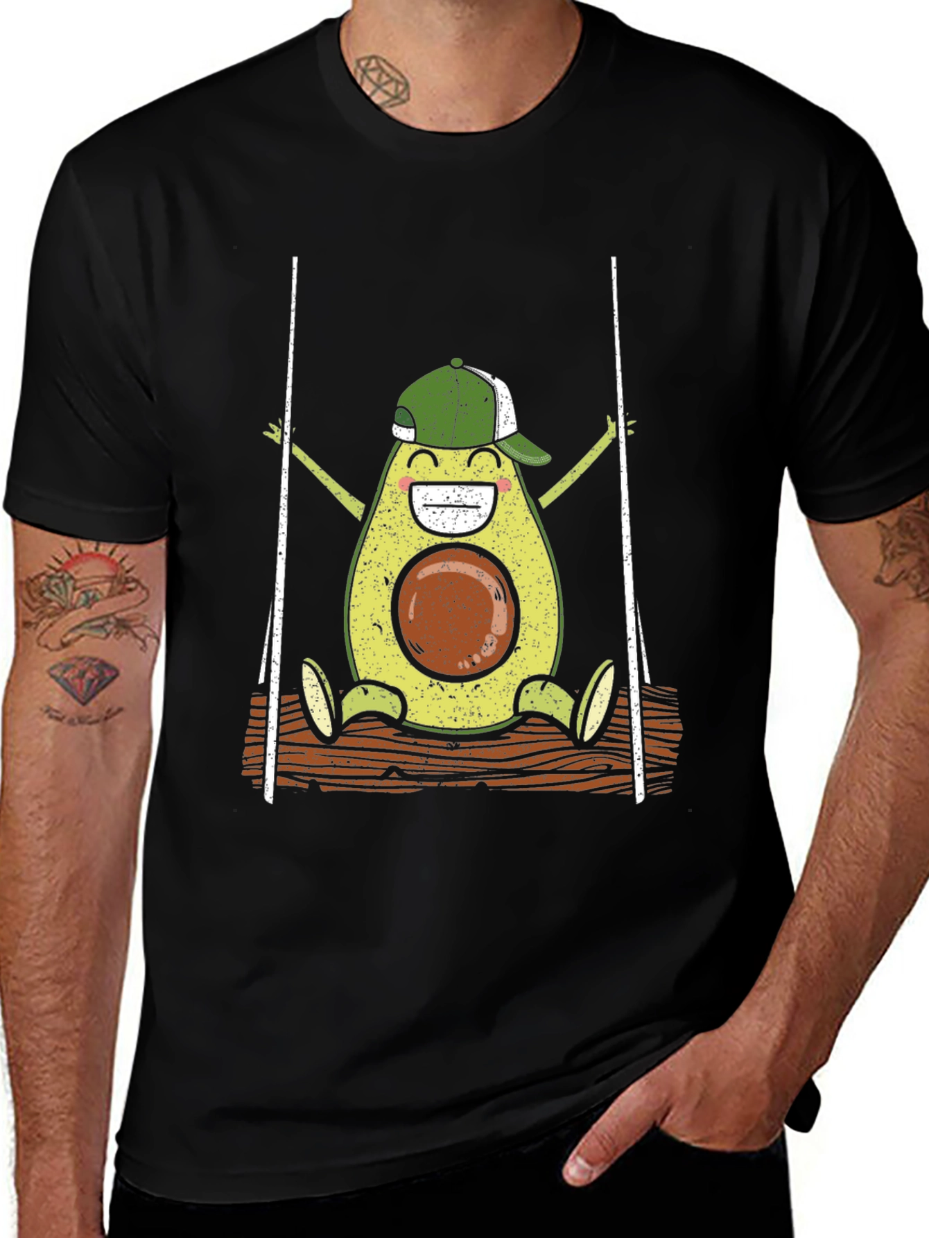 Variant 23 of Avocado on Swing Graphic T-Shirt - Fun & Unique Tee