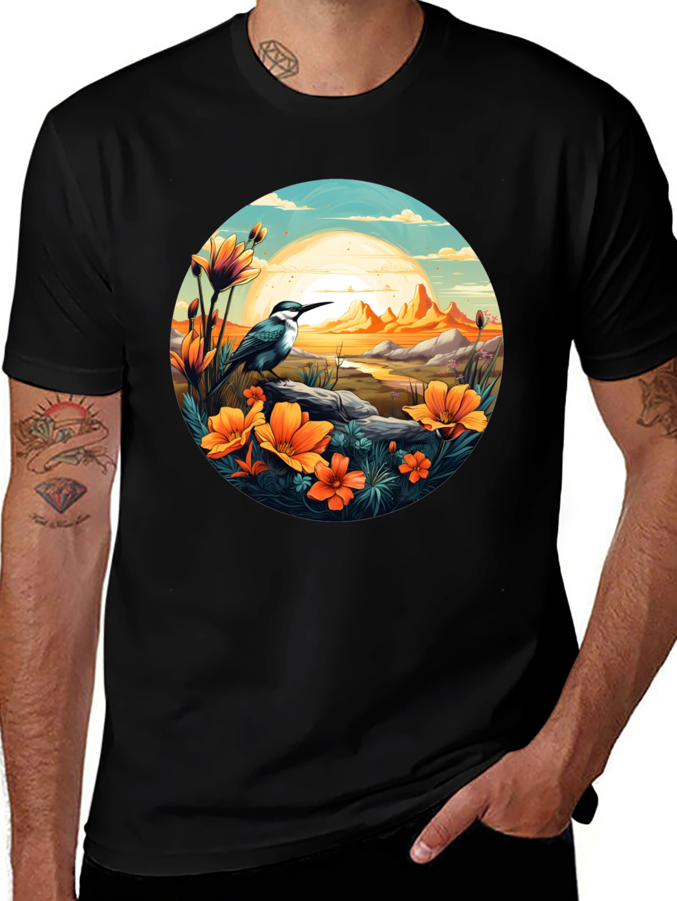 Variant 16 of Bird & Sunset Graphic Tee