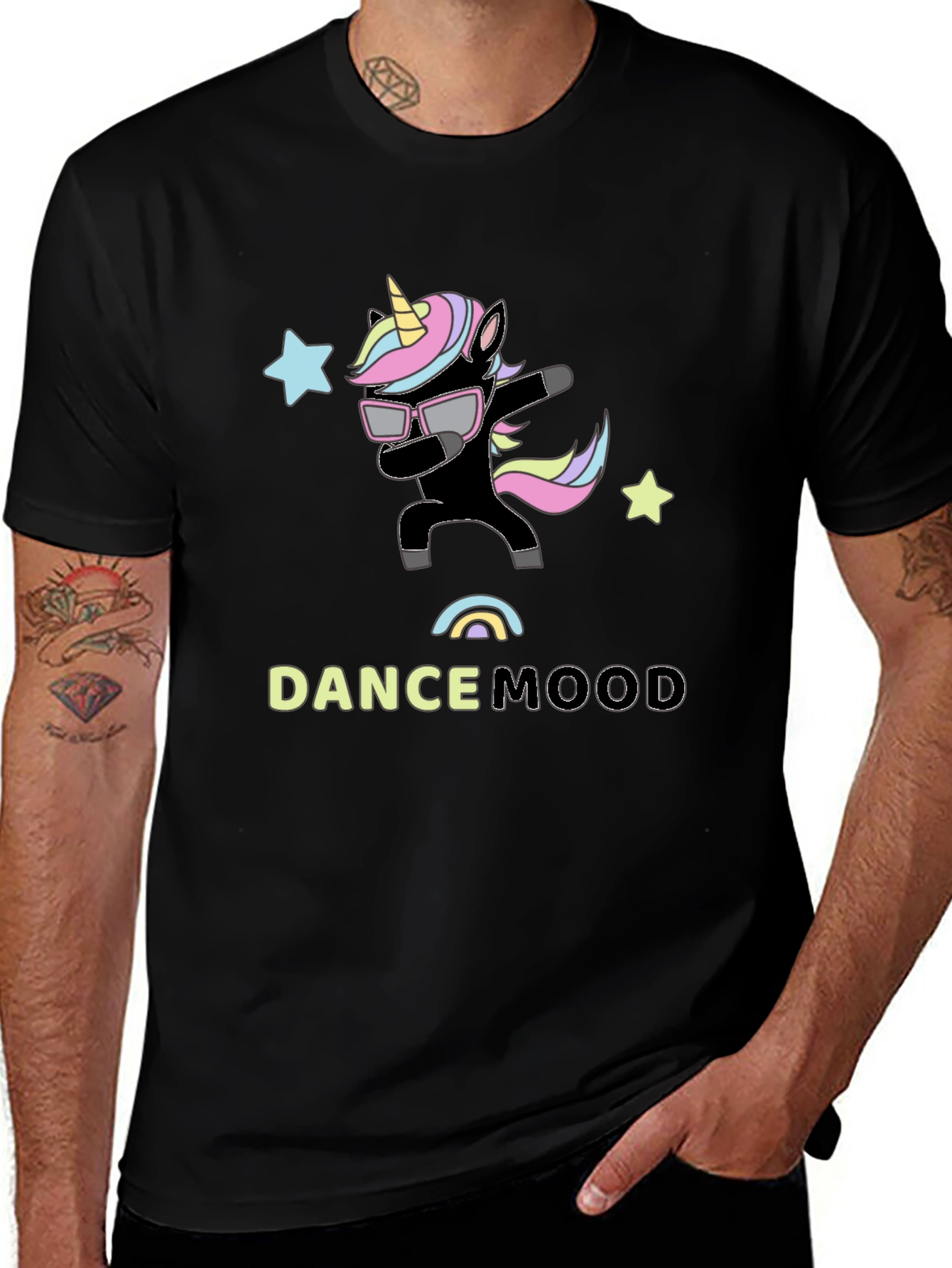 Variant 7 of Dabbing Unicorn Dance Mood Black T-Shirt