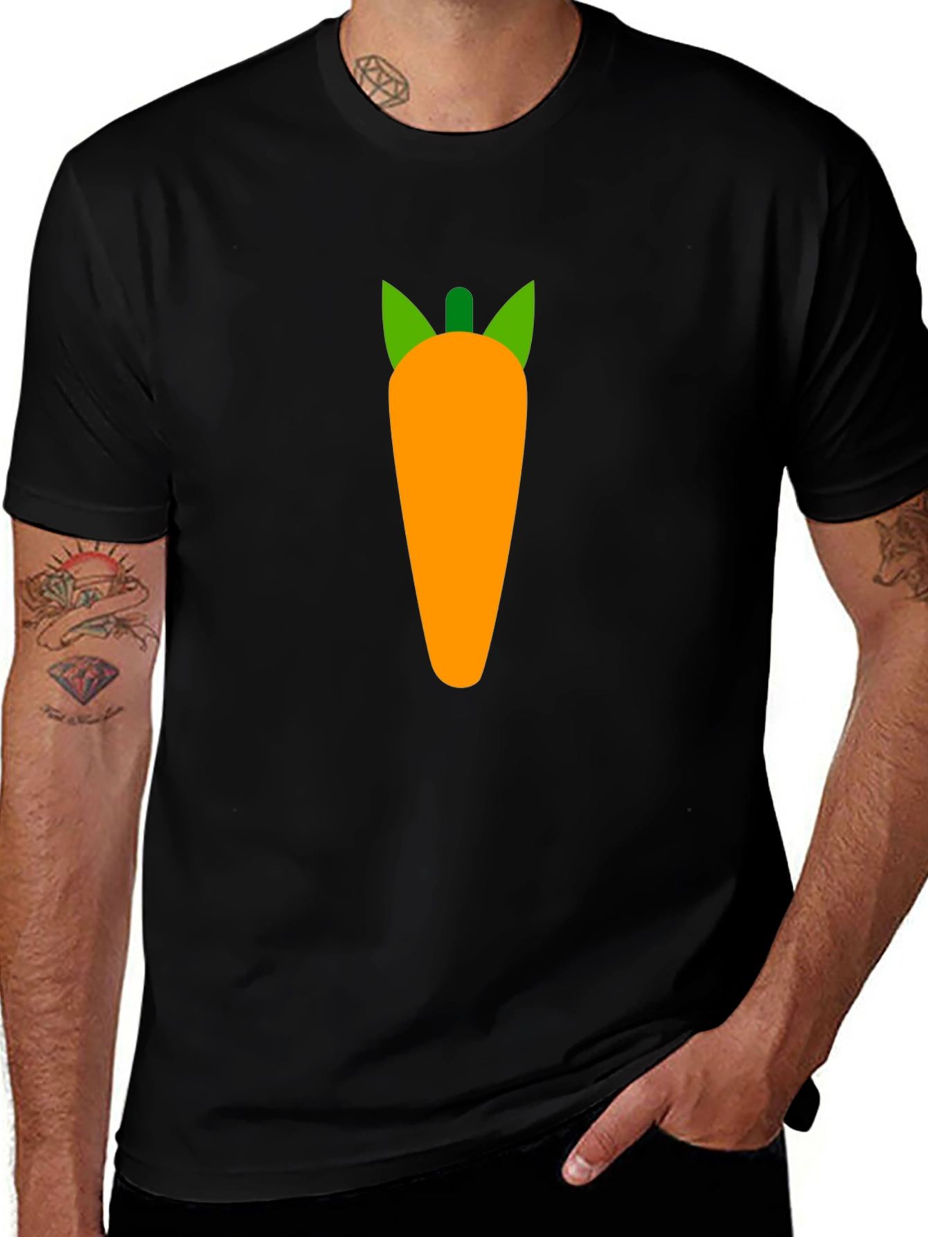 Variant 4 of Carrot Graphic Tee - Black Cotton Casual Shirt