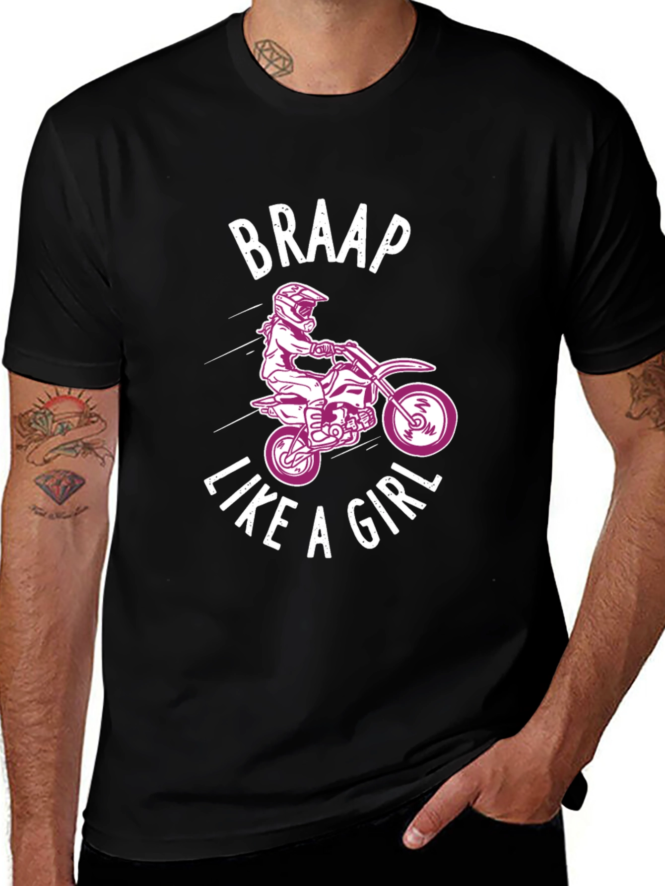 Variant 26 of Braap Like a Girl Graphic Tee - Dirt Bike Motocross