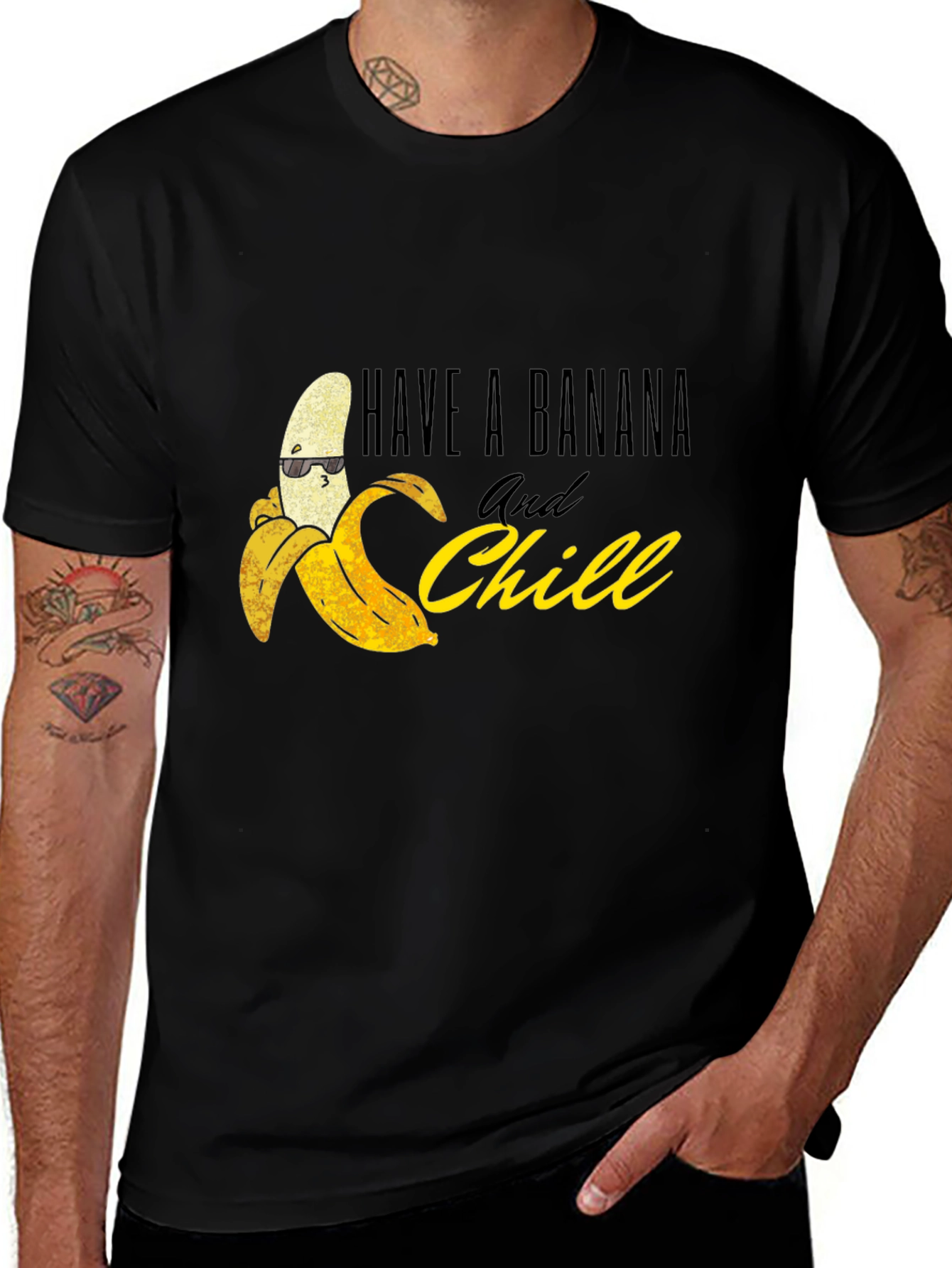 Variant 11 of Have a Banana and Chill T-Shirt - Black Cotton Tee