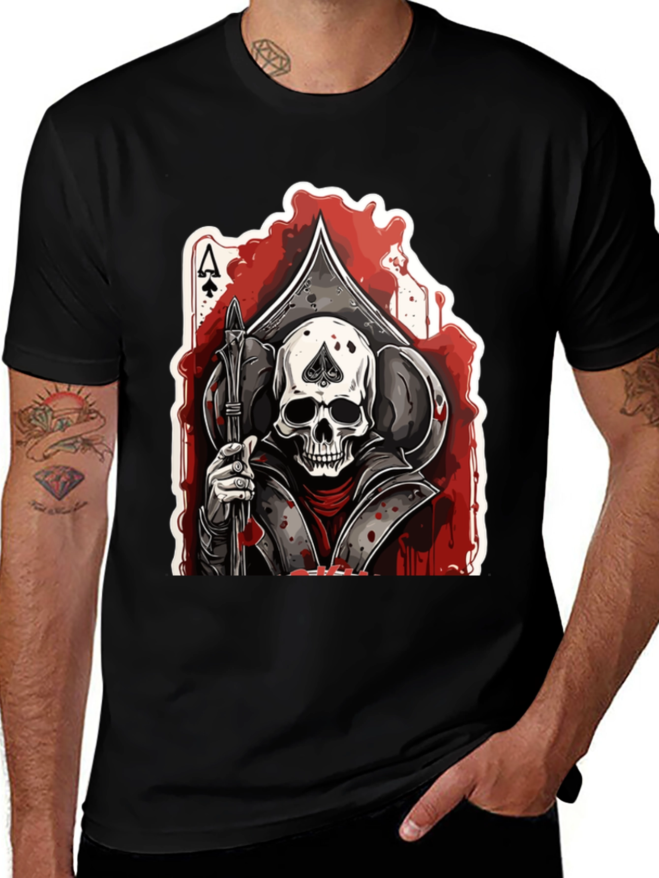 Variant 24 of Ace of Spades Skull Graphic Tee - Black