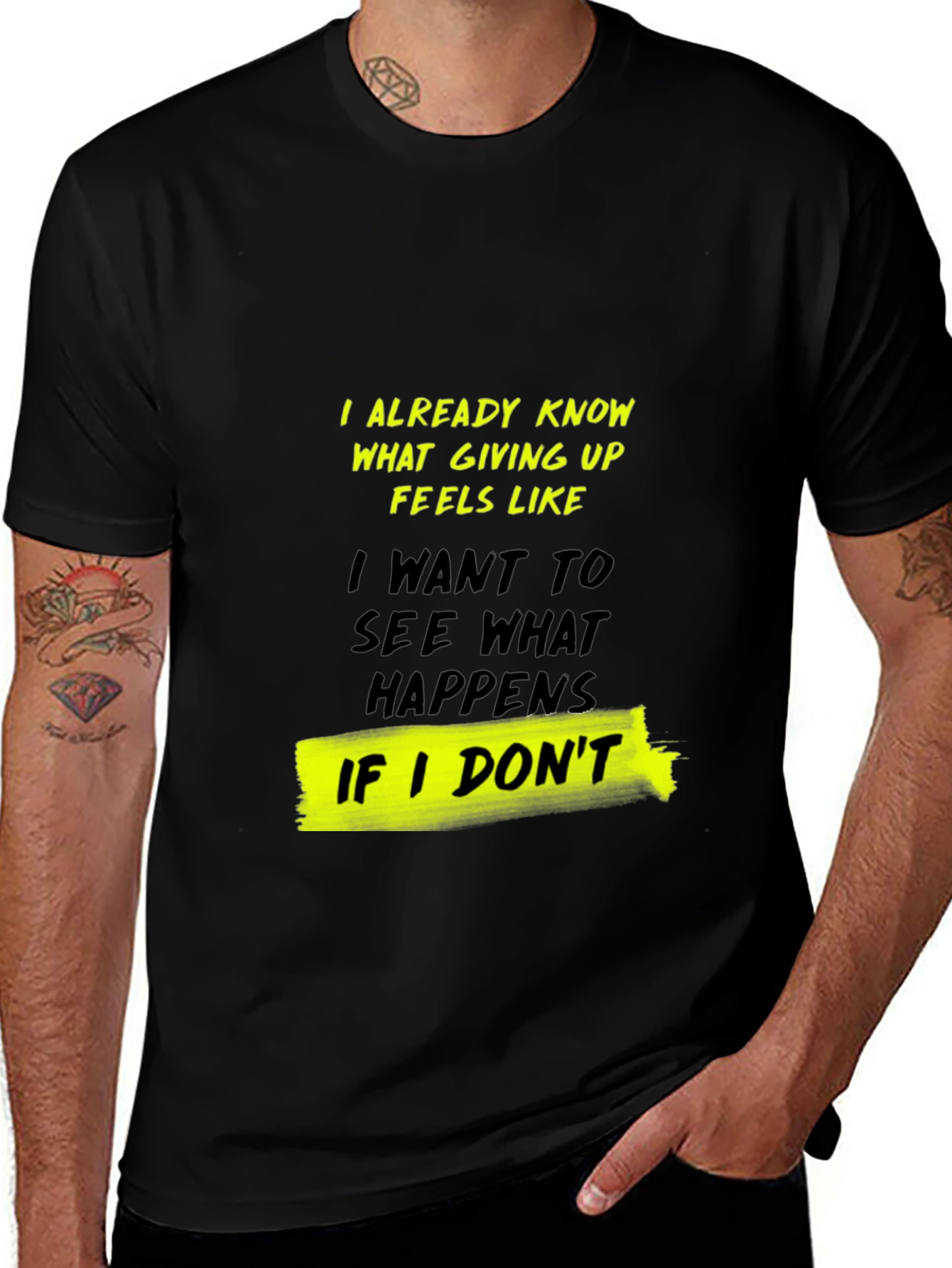 Variant 3 of Motivational Graphic T-Shirt - Never Give Up!