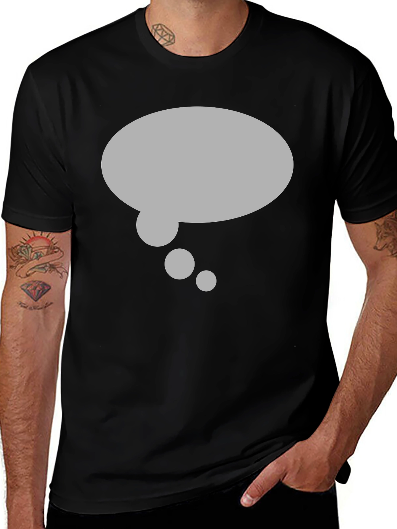Variant 19 of Black T-Shirt with Gray Thought Bubble Design