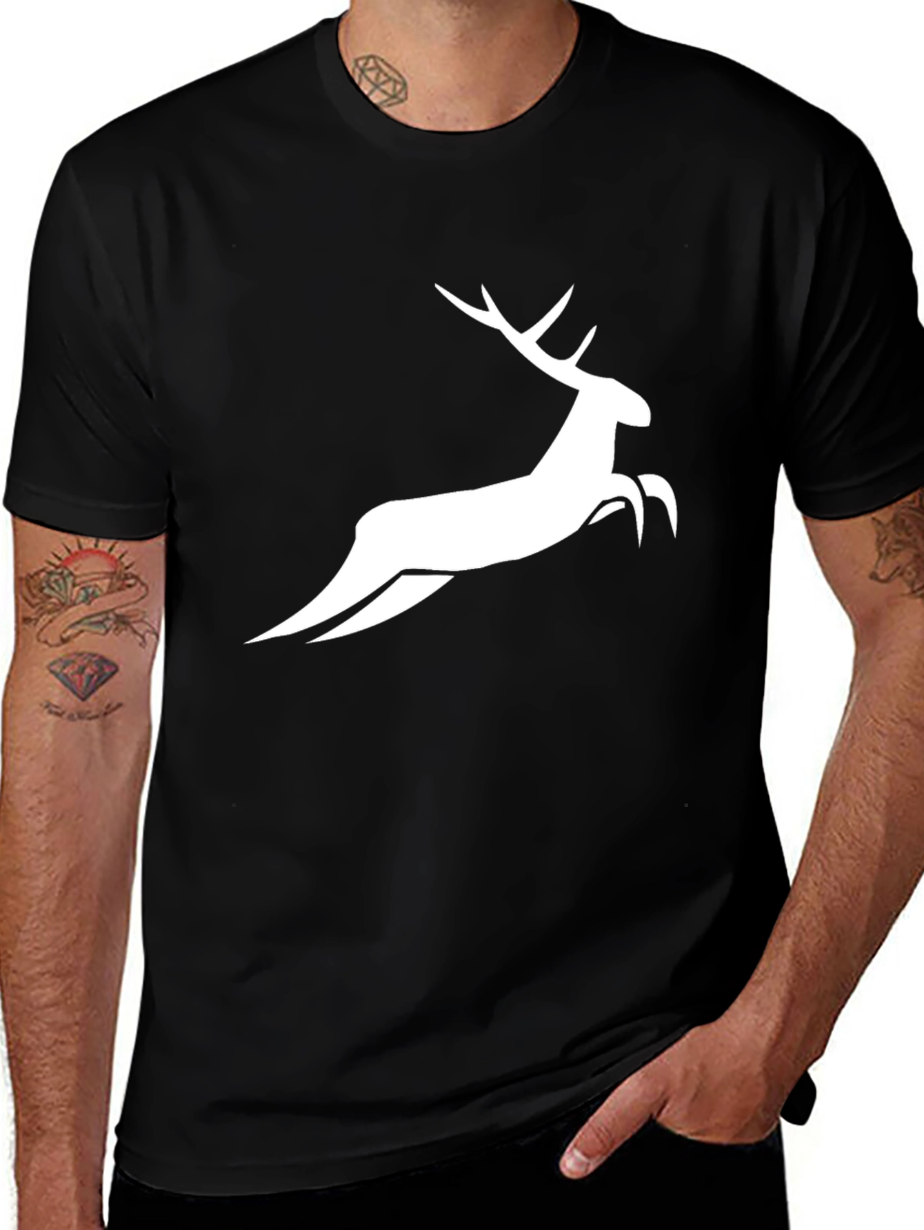 Variant 8 of Black Deer Graphic Tee - Men's Casual Style