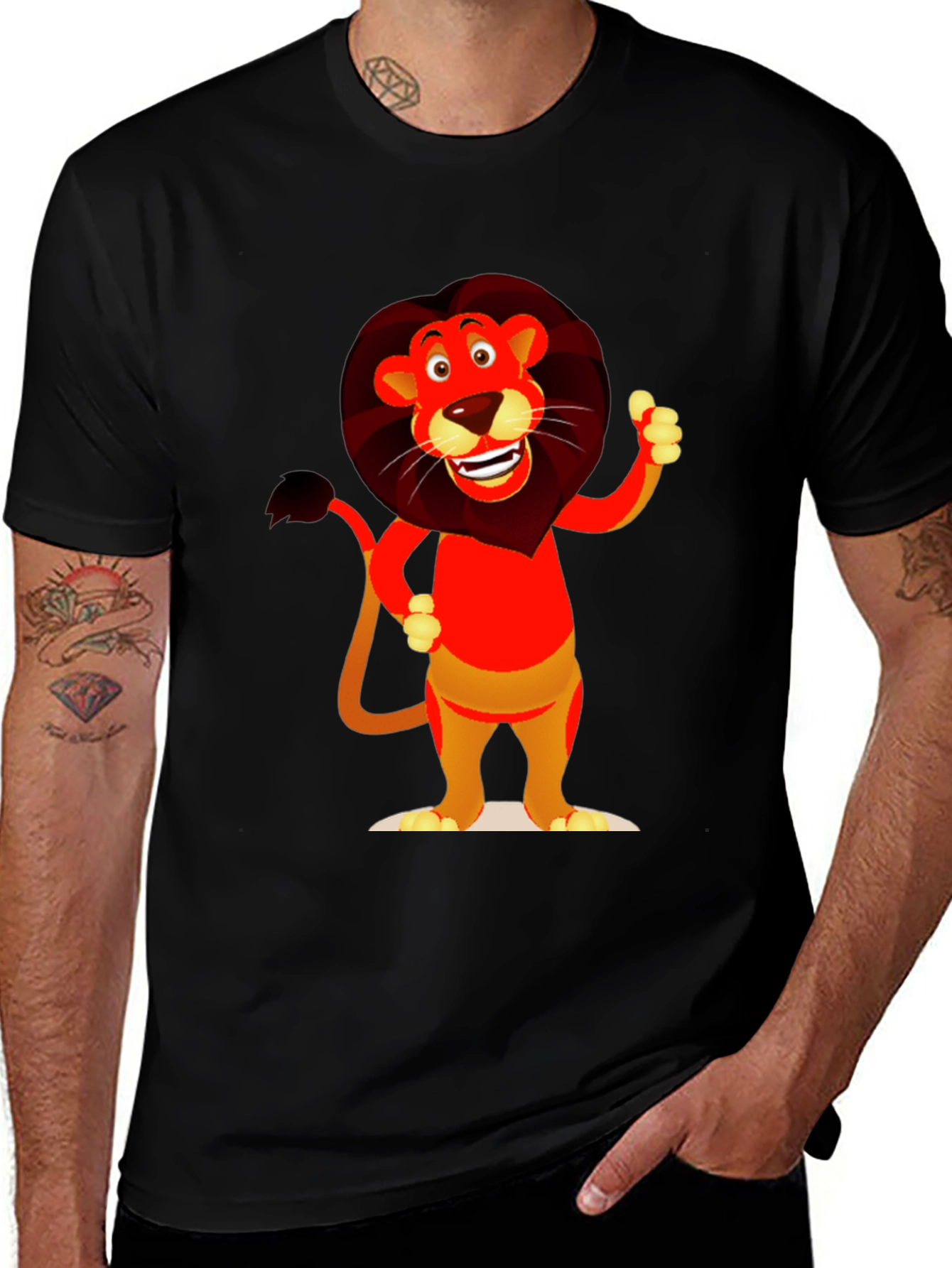 Cartoon Lion Graphic T-Shirt - Soft Cotton Blend