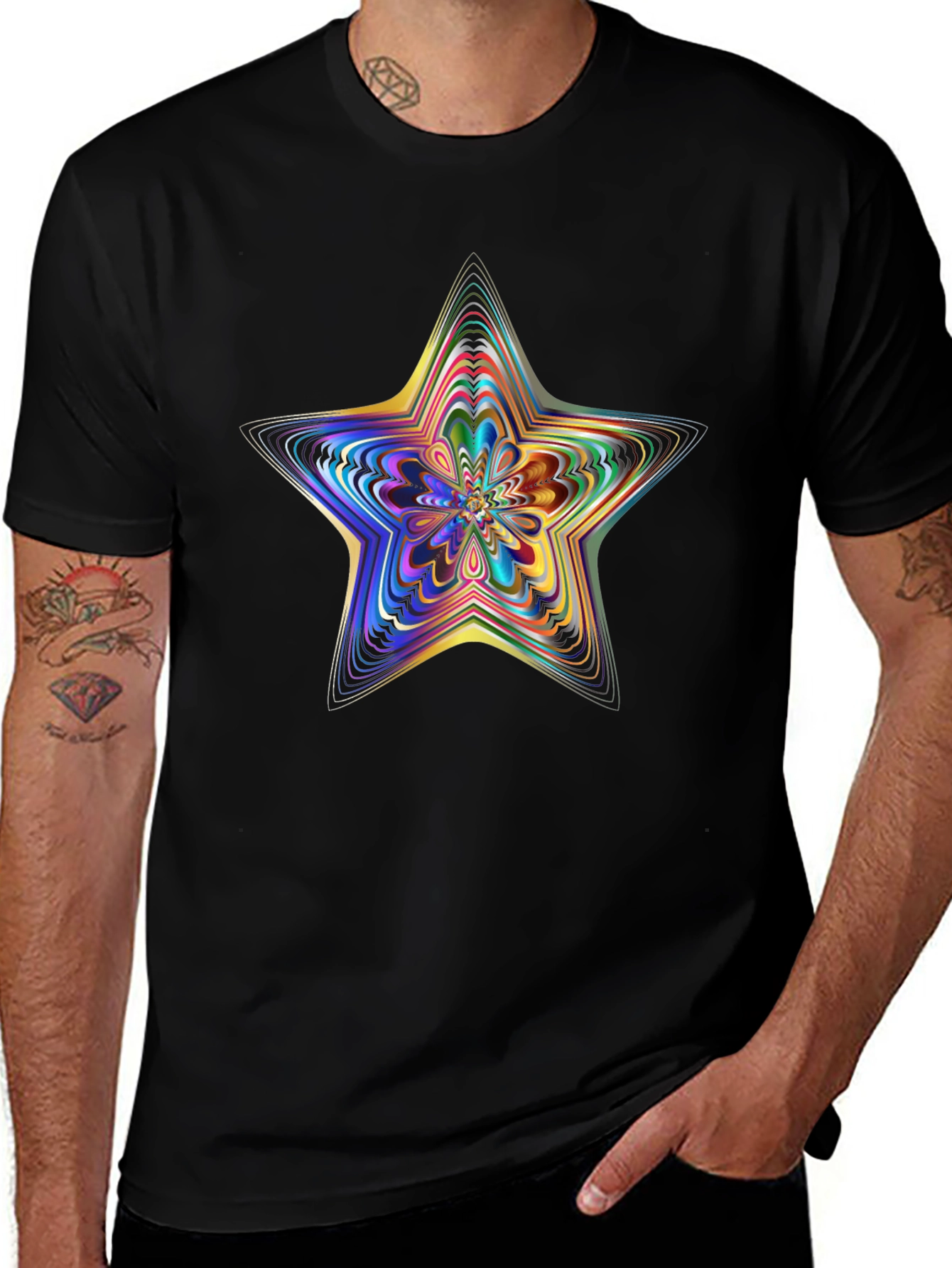 Variant 28 of Abstract Star Graphic Black T-Shirt