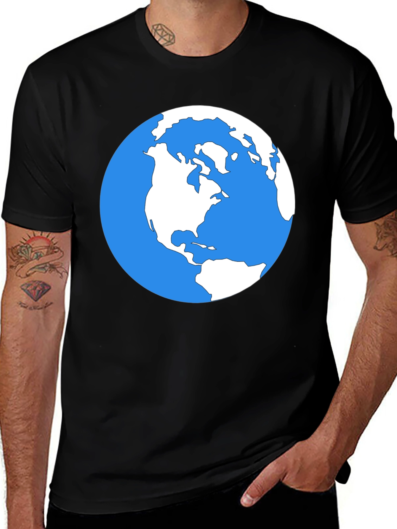 Earth Graphic Tee - Globe Map Print Shirt