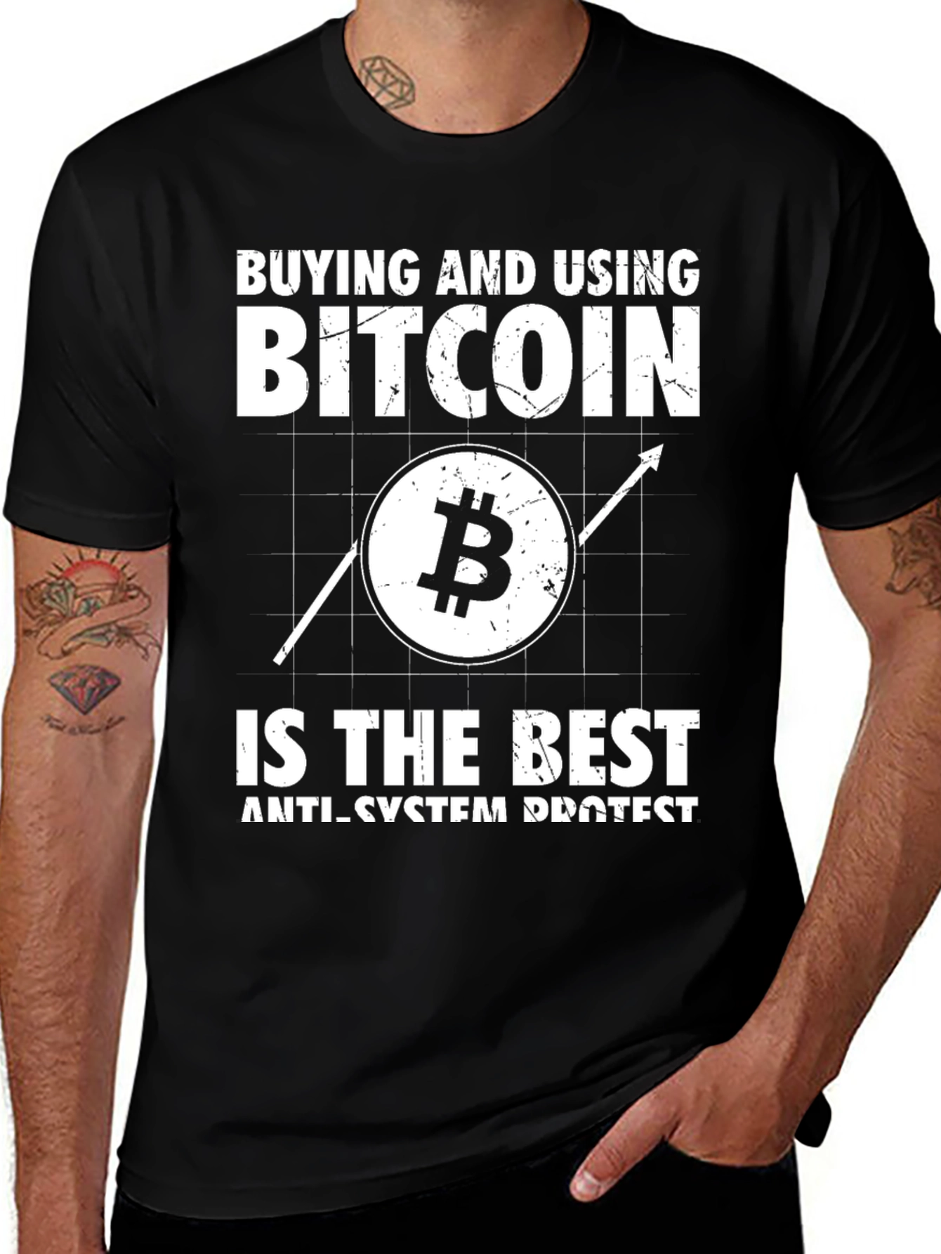 Bitcoin Anti-System Protest Graphic T-Shirt