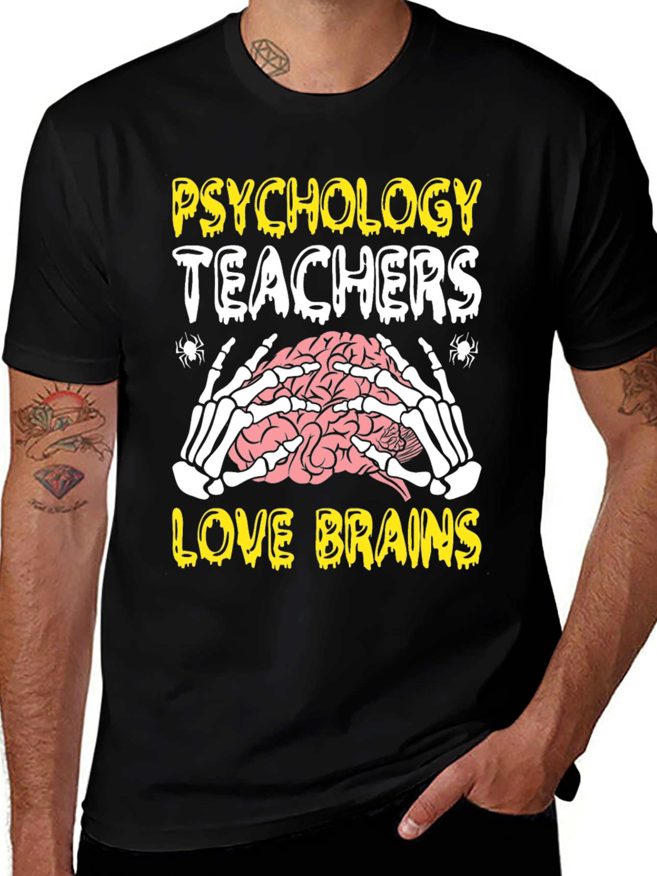 Variant 2 of Psychology Teachers Love Brains Halloween T-Shirt