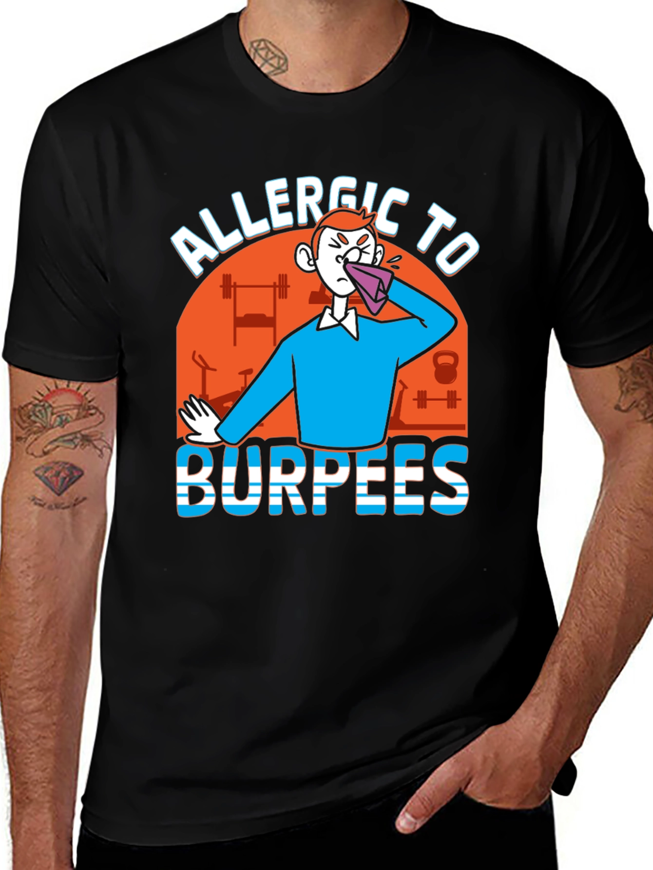 Variant 18 of Allergic to Burpees Black Graphic Tee