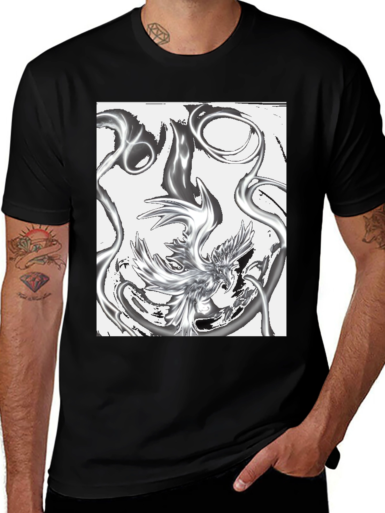 Variant 26 of Abstract Phoenix Graphic Black T-Shirt