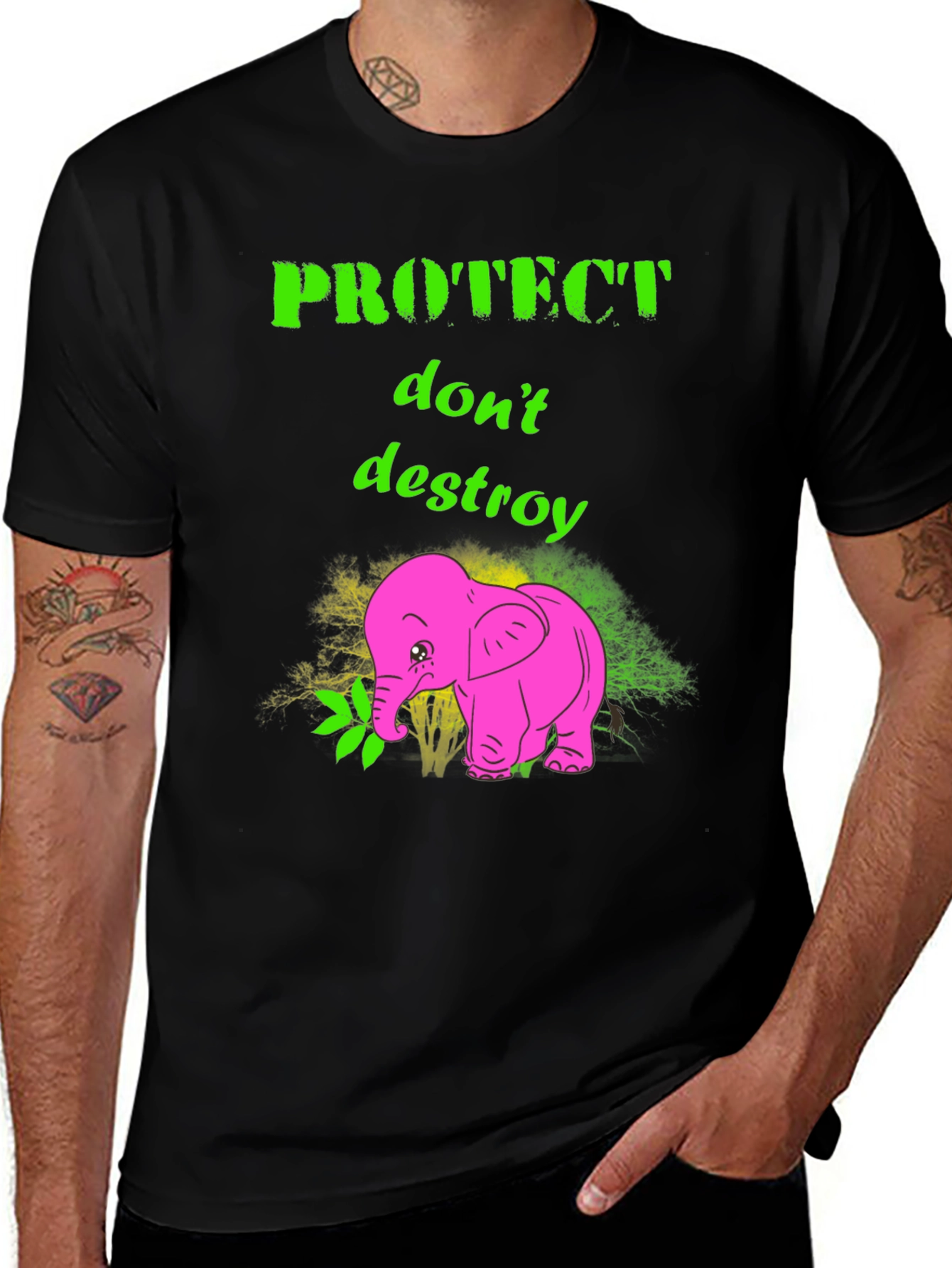 Black Protect Don't Destroy Graphic T-Shirt main image