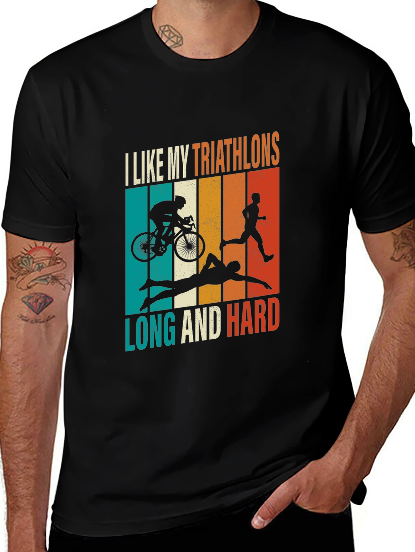 Variant 15 of Triathlon Lover T-Shirt: Long and Hard Races
