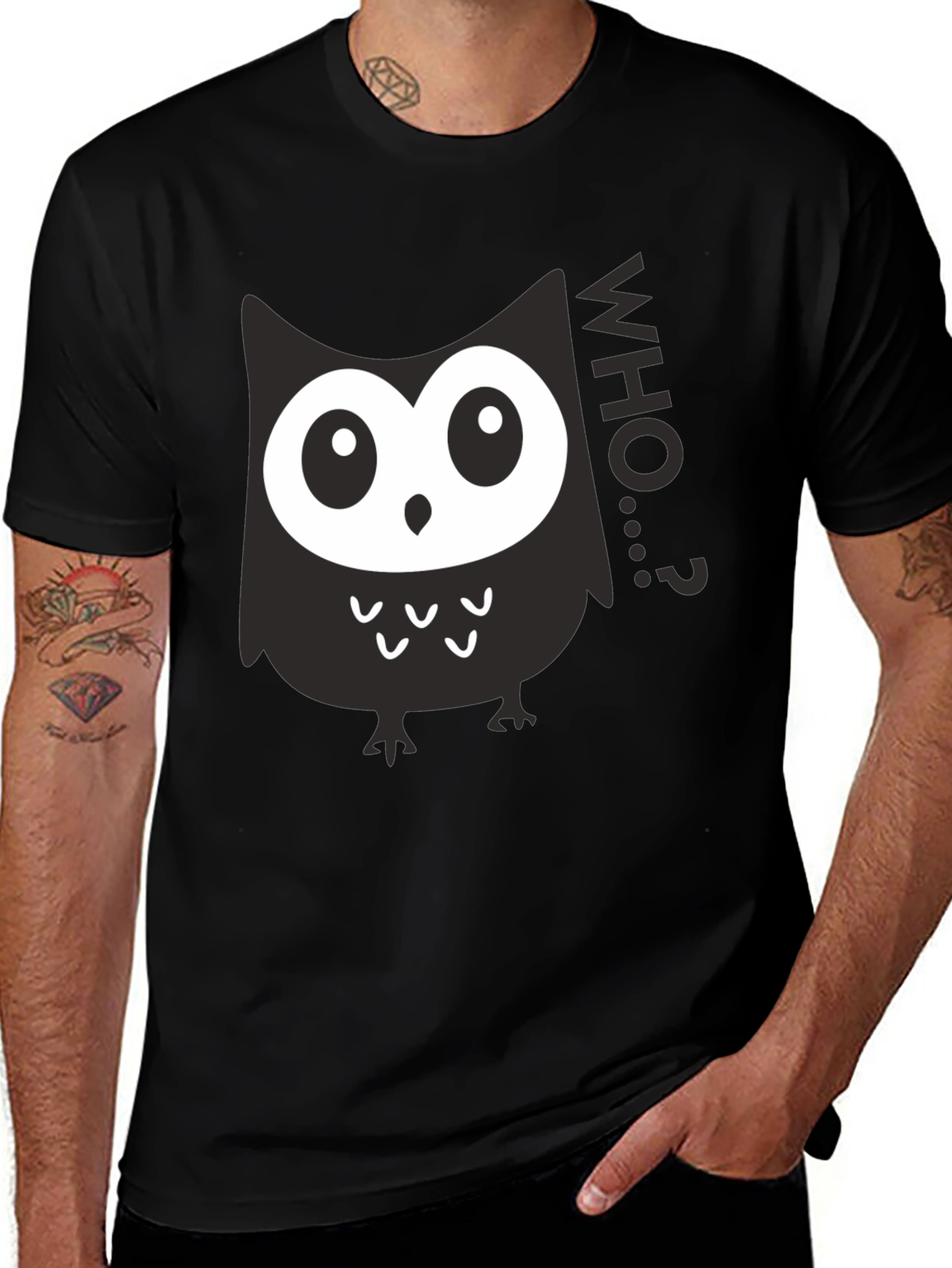 Variant 4 of Who Owl Graphic Tee - Cute & Comfy Black T-Shirt