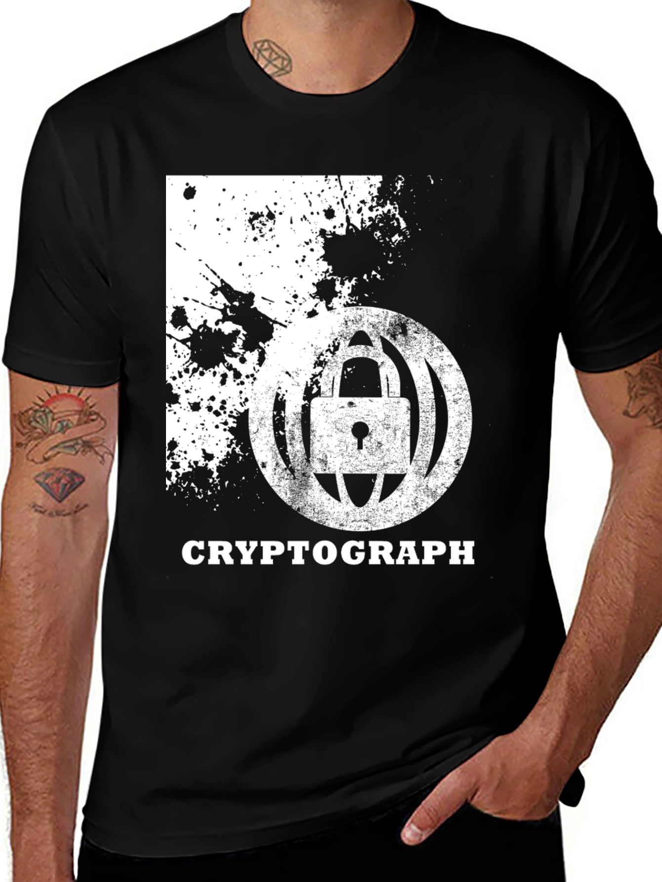 Variant 26 of Cryptograph Black T-Shirt - Stylish Graphic Tee for Tech Enthusiasts