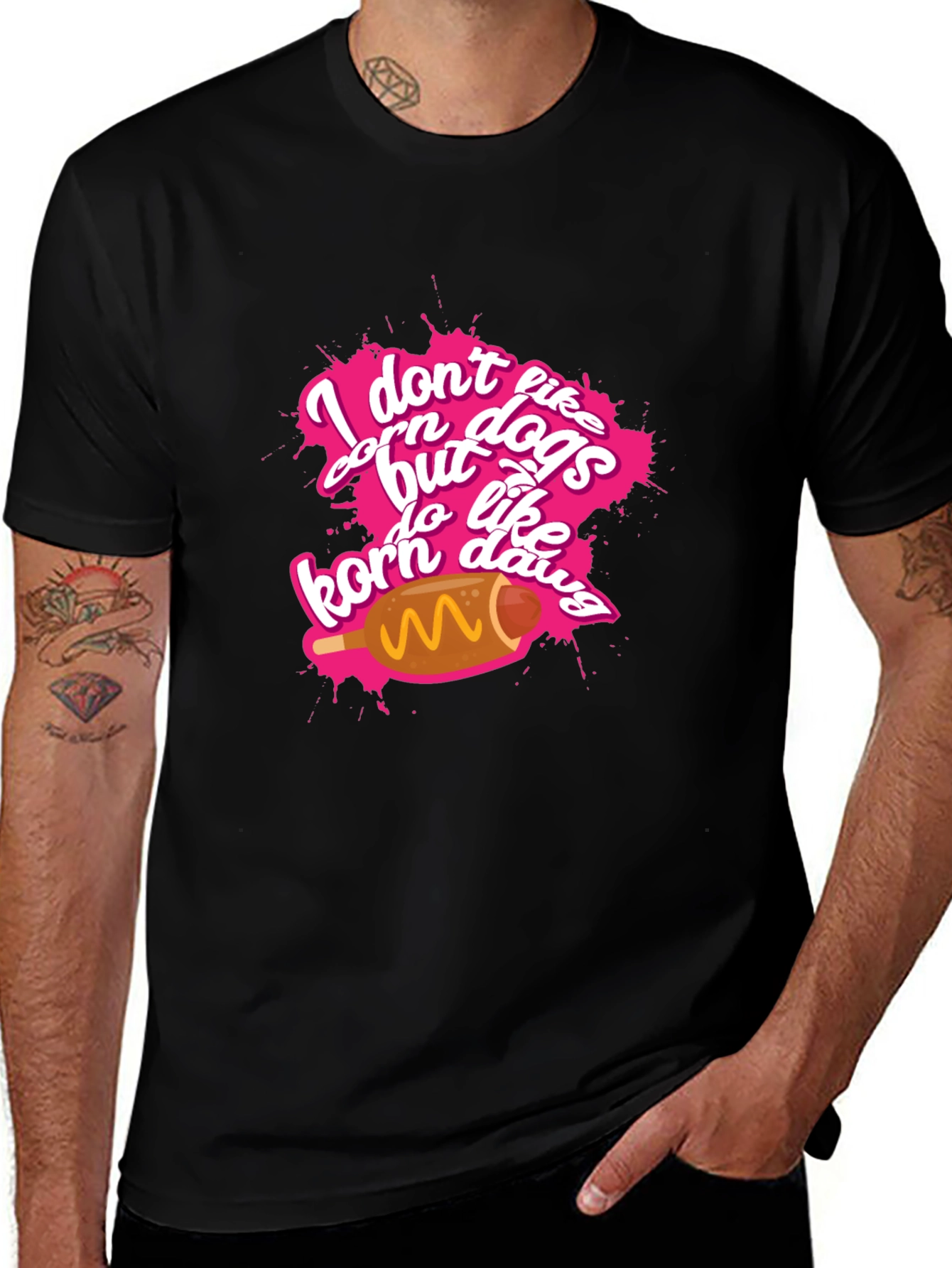 Black I Don't Like Corn Dogs Funny Graphic Tee main image
