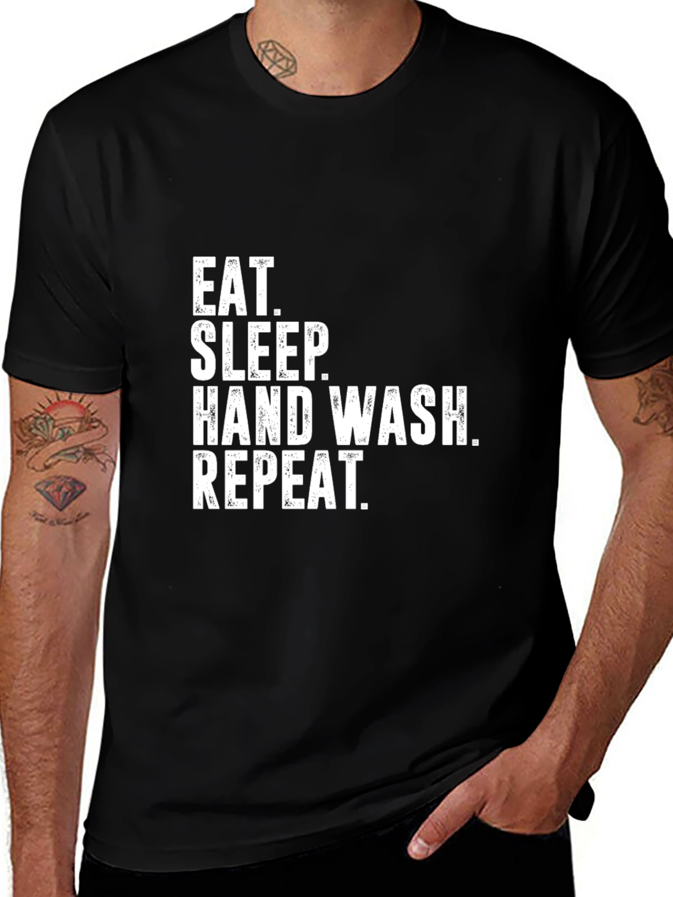 Variant 12 of Eat Sleep Hand Wash Repeat Graphic Tee