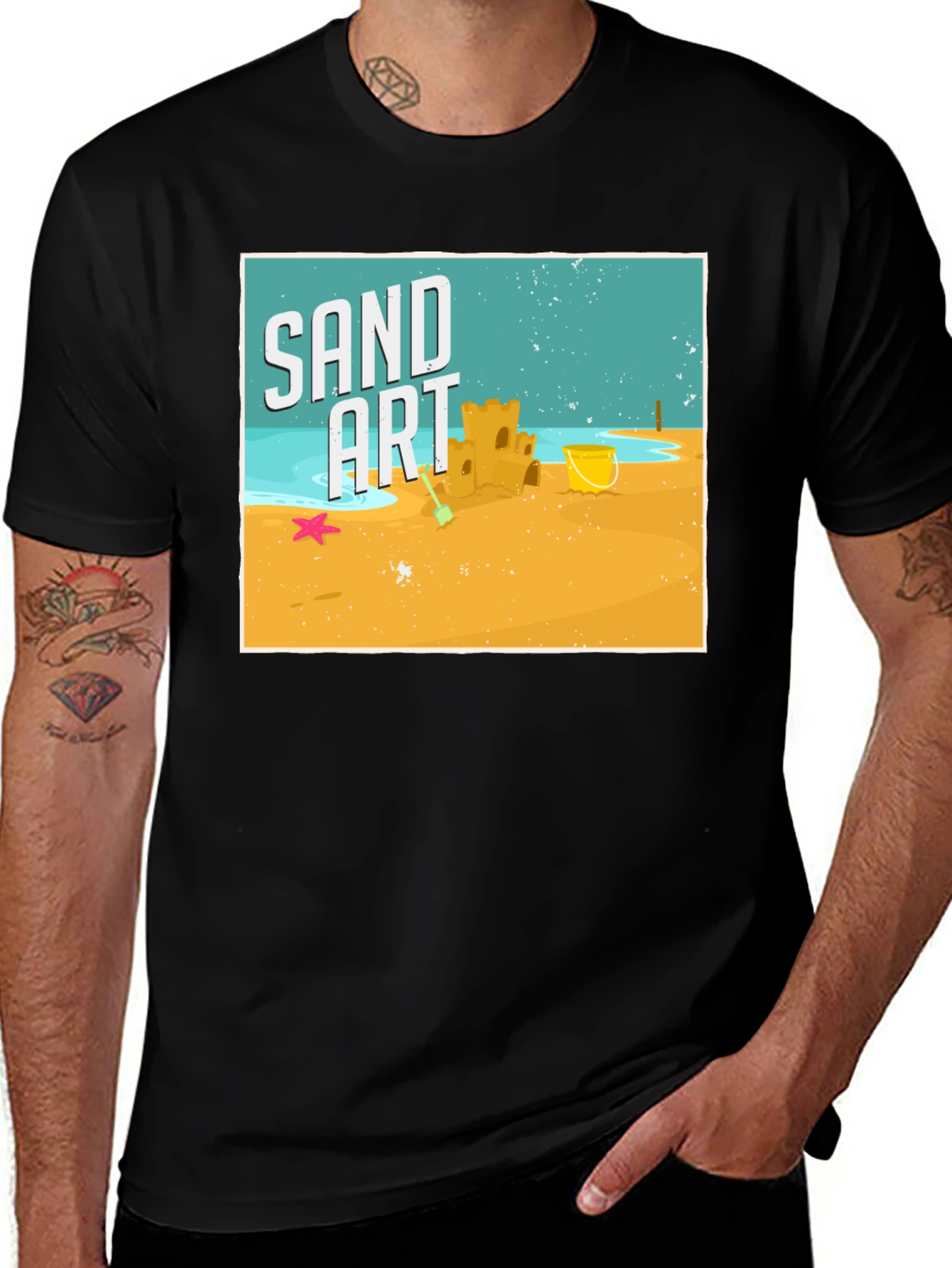 Variant 21 of Sand Art T-Shirt: Beach Fun Graphic Tee