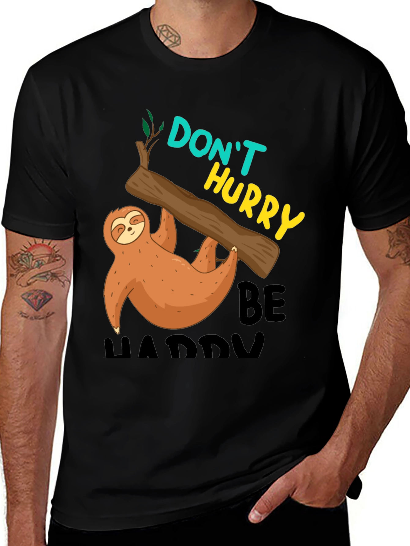 Variant 2 of Sloth Graphic Tee - Don't Hurry, Be Happy