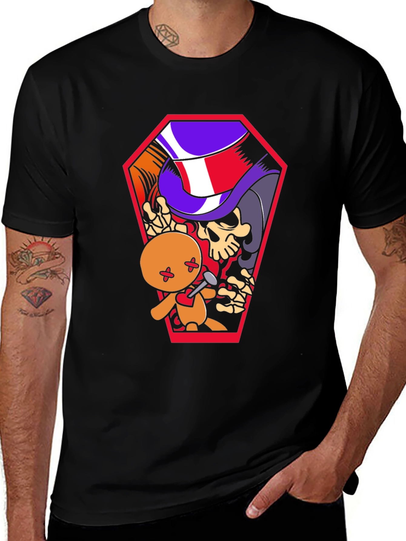 Variant 2 of Voodoo Doll Coffin Graphic Tee