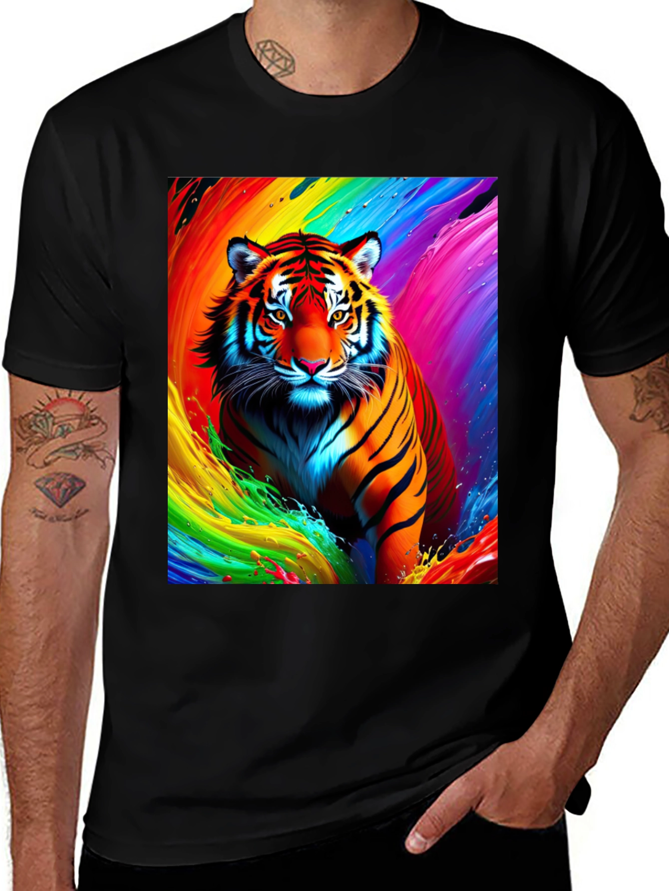 Variant 7 of Vibrant Tiger Graphic Tee - Bold Animal Print