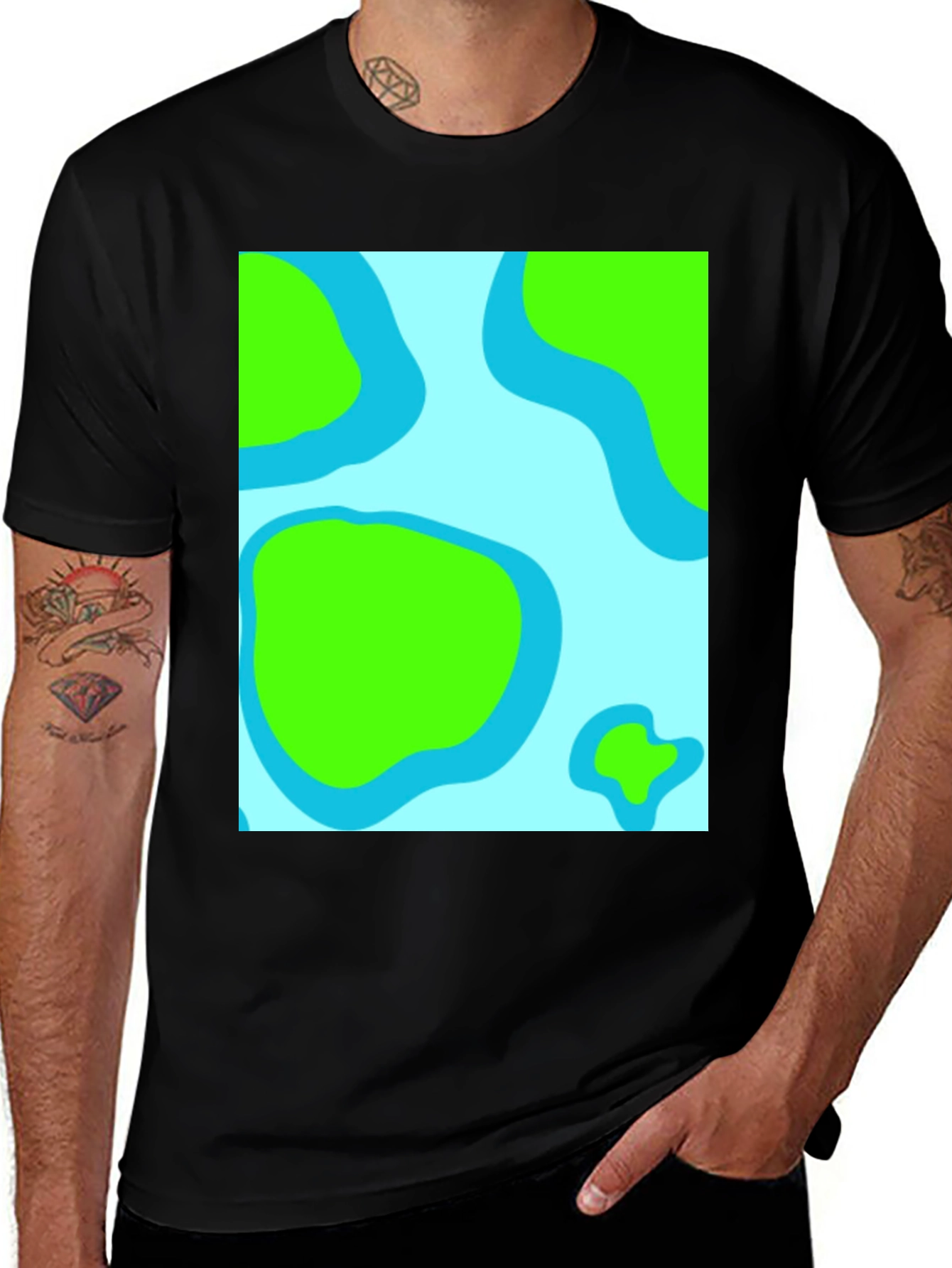 Variant 29 of Abstract Land & Water Graphic Tee - Black