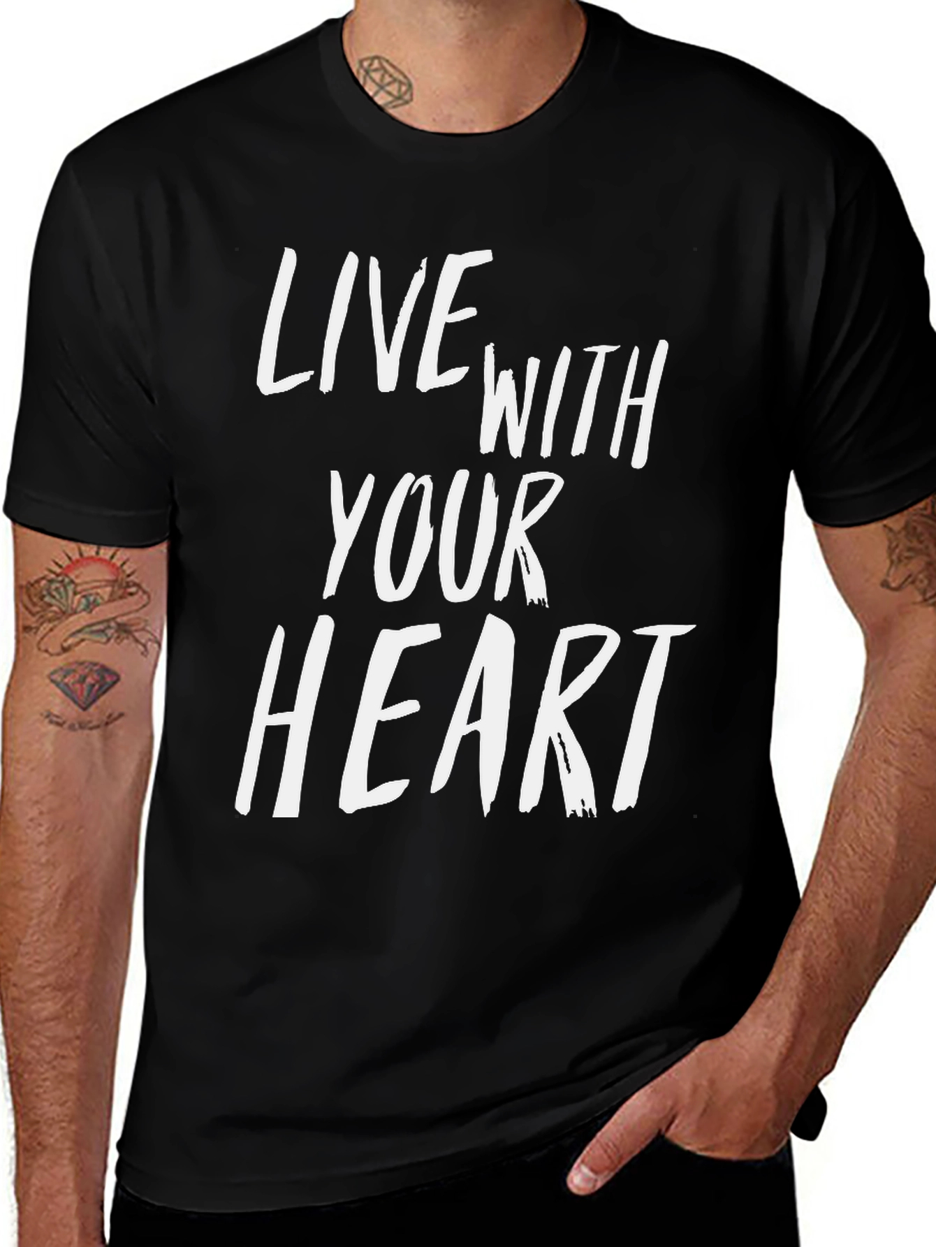 Variant 12 of Live With Your Heart Graphic Tee - Black