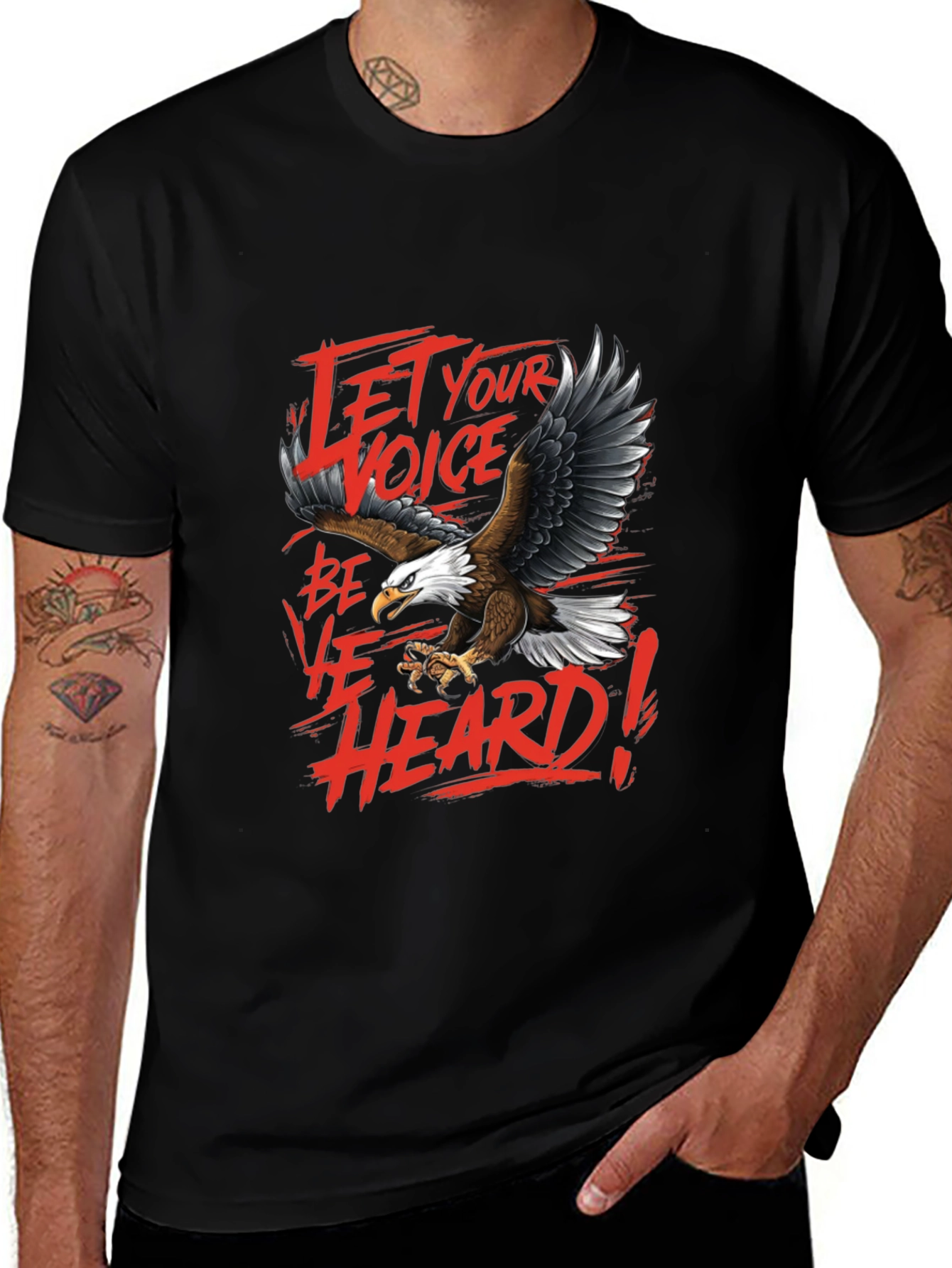 Variant 6 of Let Your Voice Be Heard Eagle Graphic Tee